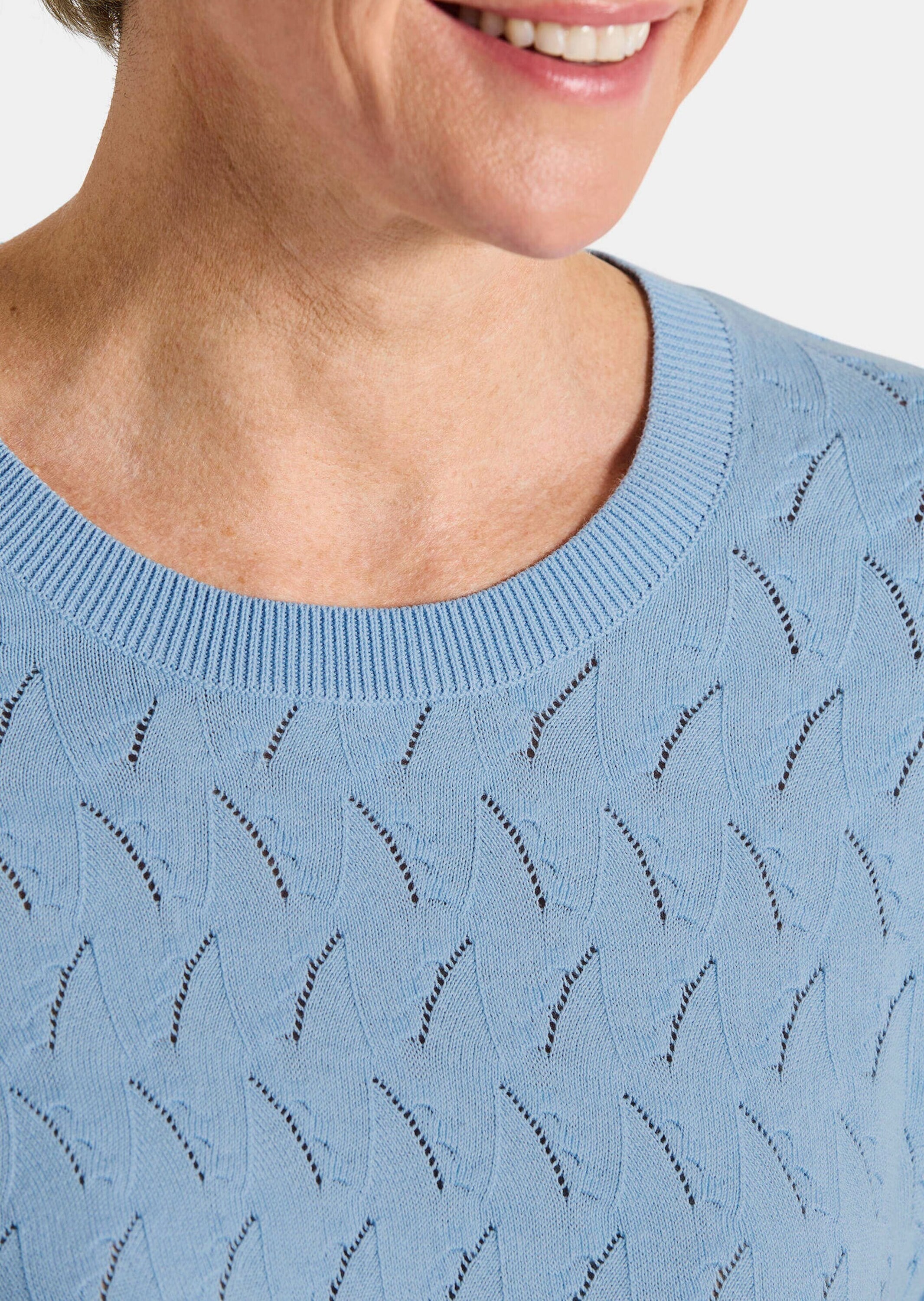 GOLDNER Rundhalspullover »Kurzgröße Baumwollpullover mit Zick-Zack-Muster« moderner Wellenstrick