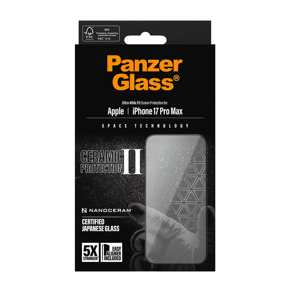 CARE by PanzerGlass Displayschutzglas »Ceramic II Ultra-Wide Fit Screen Protector« für Apple iPhone 17 Pro Max Displayschutzfolie, Schutzfolie, Bildschirmschutz, kratz- & stoßfest