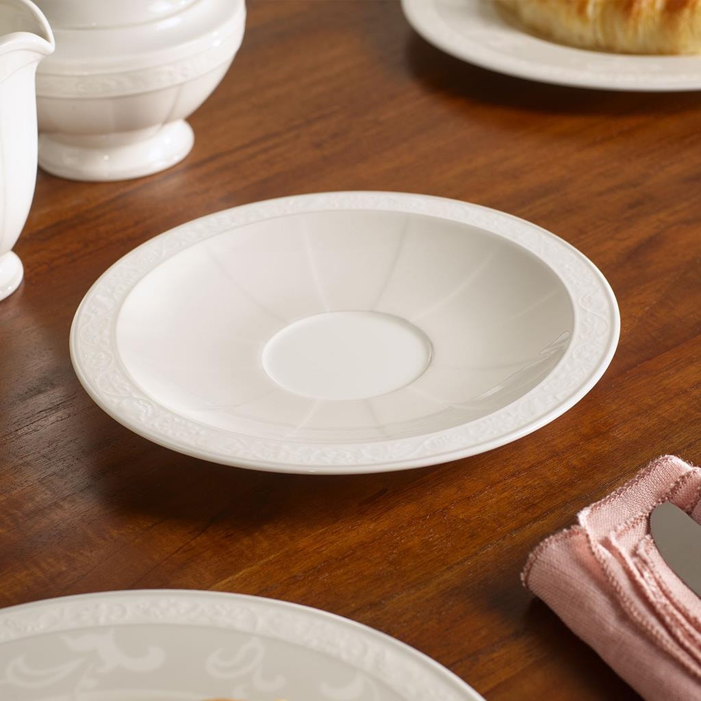 Villeroy & Boch Untertasse »Cappuccinountertassen Gray Pearl ø 18,5 cm 6er Set weiß« Spülmaschinengeeignet, Mikrowellengeeignet