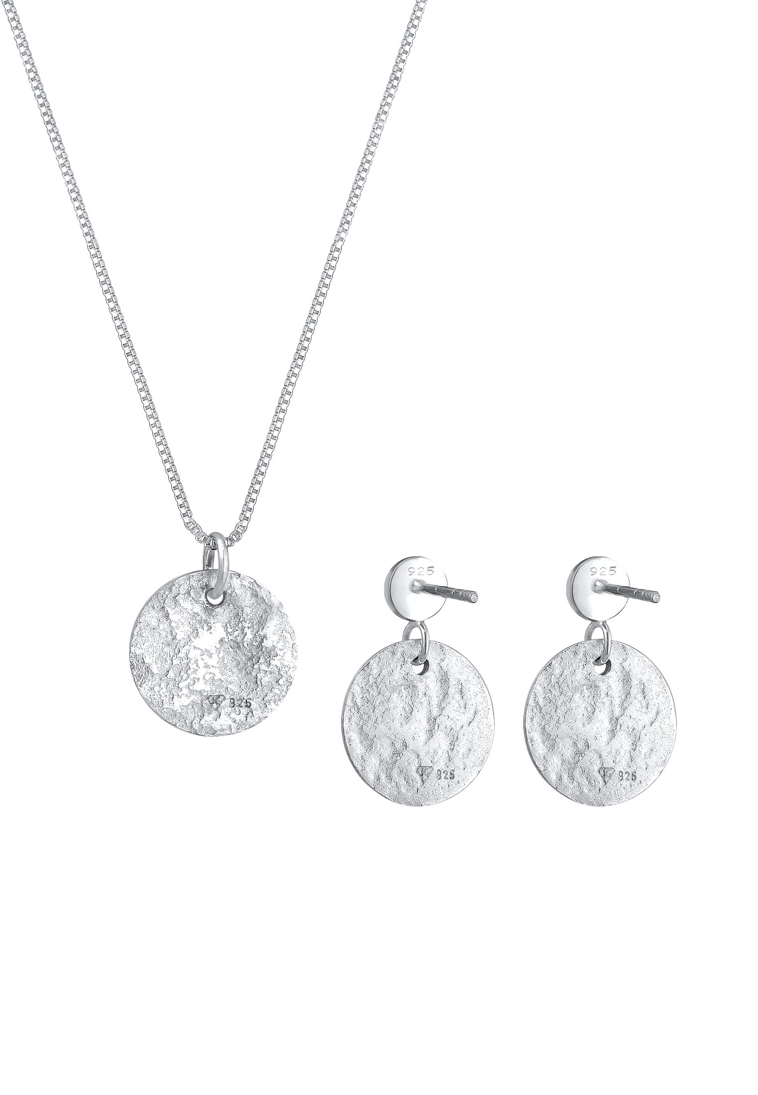 Elli Ohrring und Ketten Set »Schmuckset Plättchen Organic Kette Ohrhänger 925 Silber«
