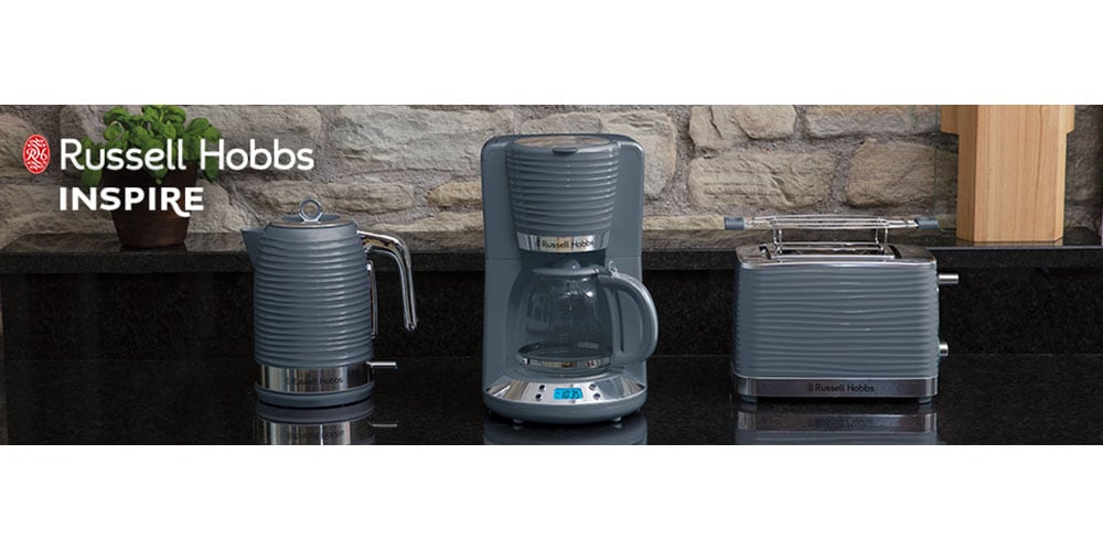 RUSSELL HOBBS Toaster »Inspire 24373-56 Grau«, 2 Schlitze, 1050 W, mit hochwertiger Hochglanz-Struktur, extra breite Toastschlitze