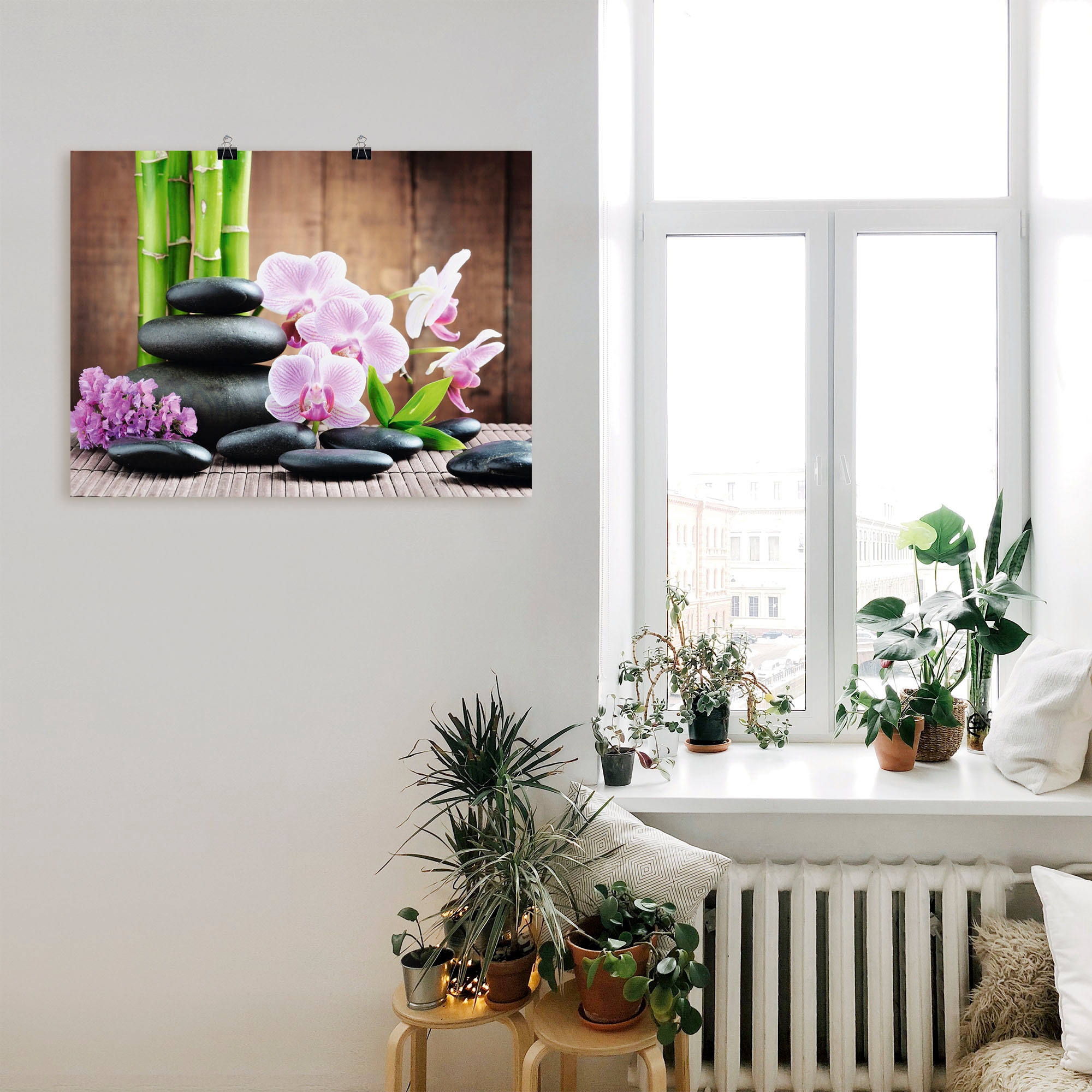 Artland Wandbild »Spa Konzept Zen Steinen Orchideen«, Zen, (1 St.), als Leinwandbild, Poster, Wandaufkleber in verschied. Größen