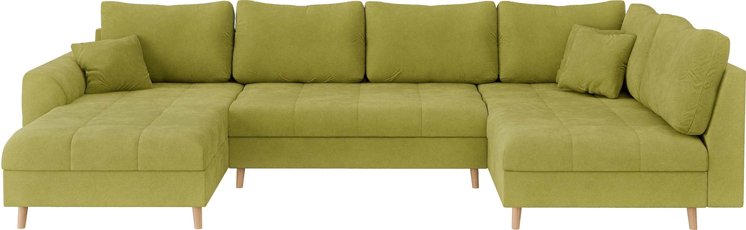 Home affaire Wohnlandschaft »CHARRE U-Form mit Ottomane, Maße B/T/H: 310/161/81 cm«, feine Steppung, lose Rücken- und Zierkissen, auch in Cord und Bouclé