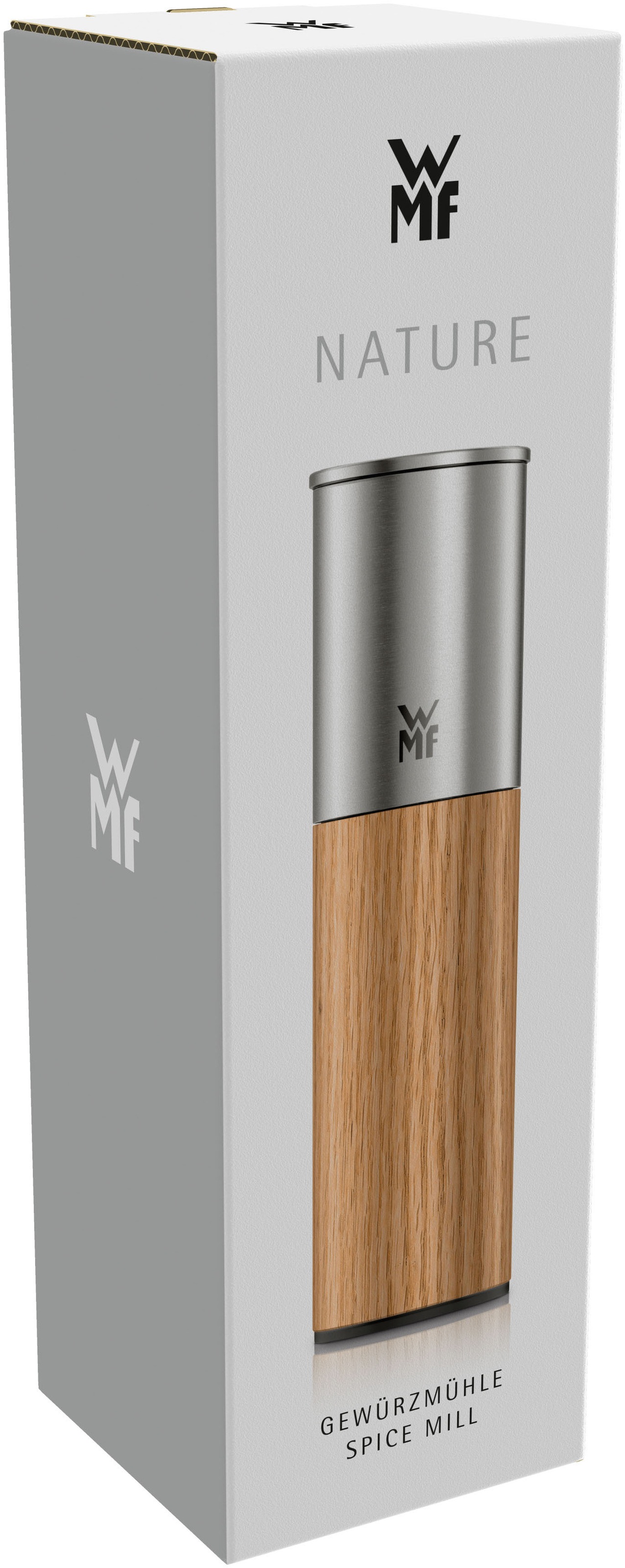 WMF Gewürzmühle »Nature Pro Edelstahl« Keramikmahlwerk, einstellbarer Mahlgrad, Aromaschutzdeckel, Holz