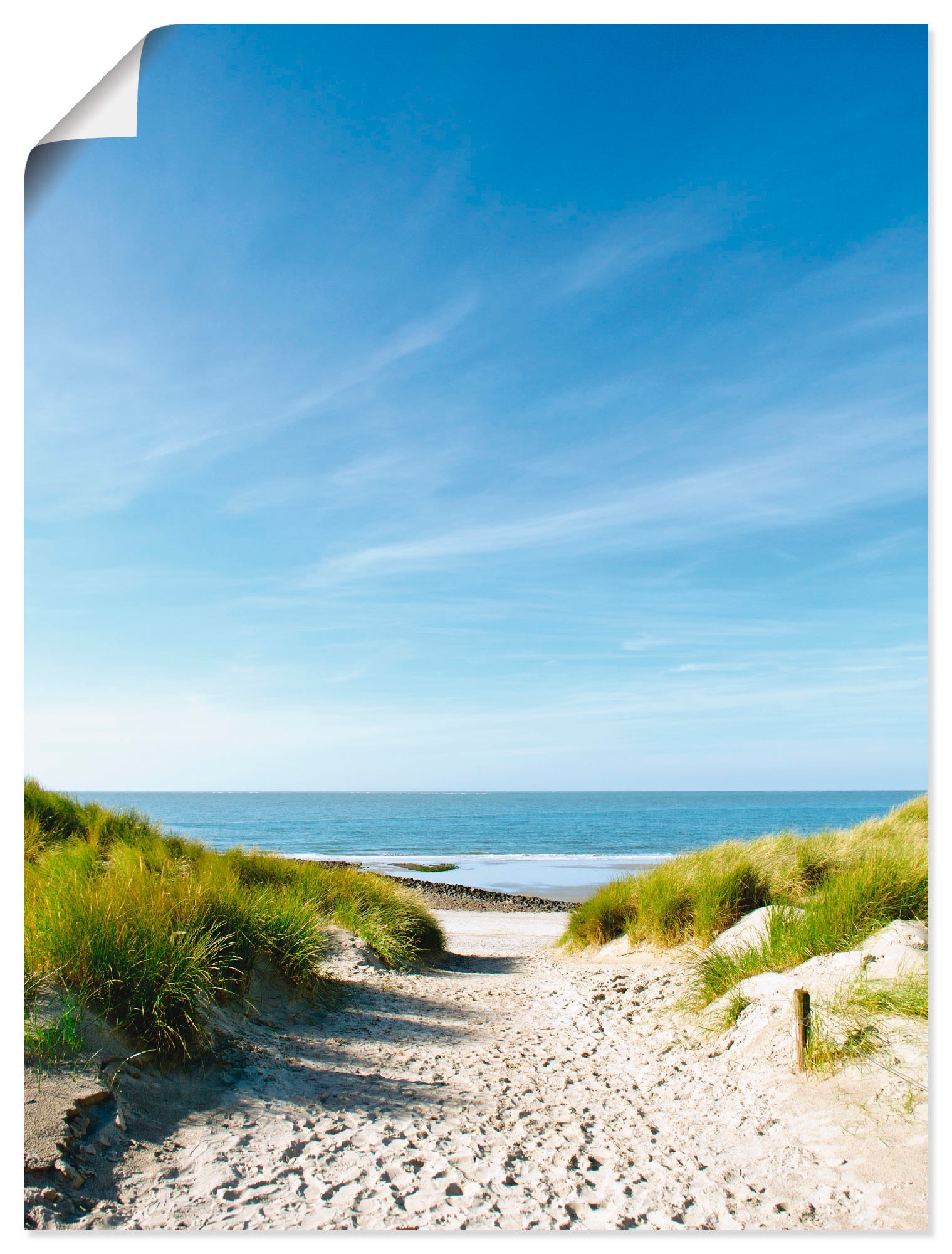 Wandbild »Strand mit Sanddünen und Weg zur See«, Strand, (1 St.), als Alubild,...