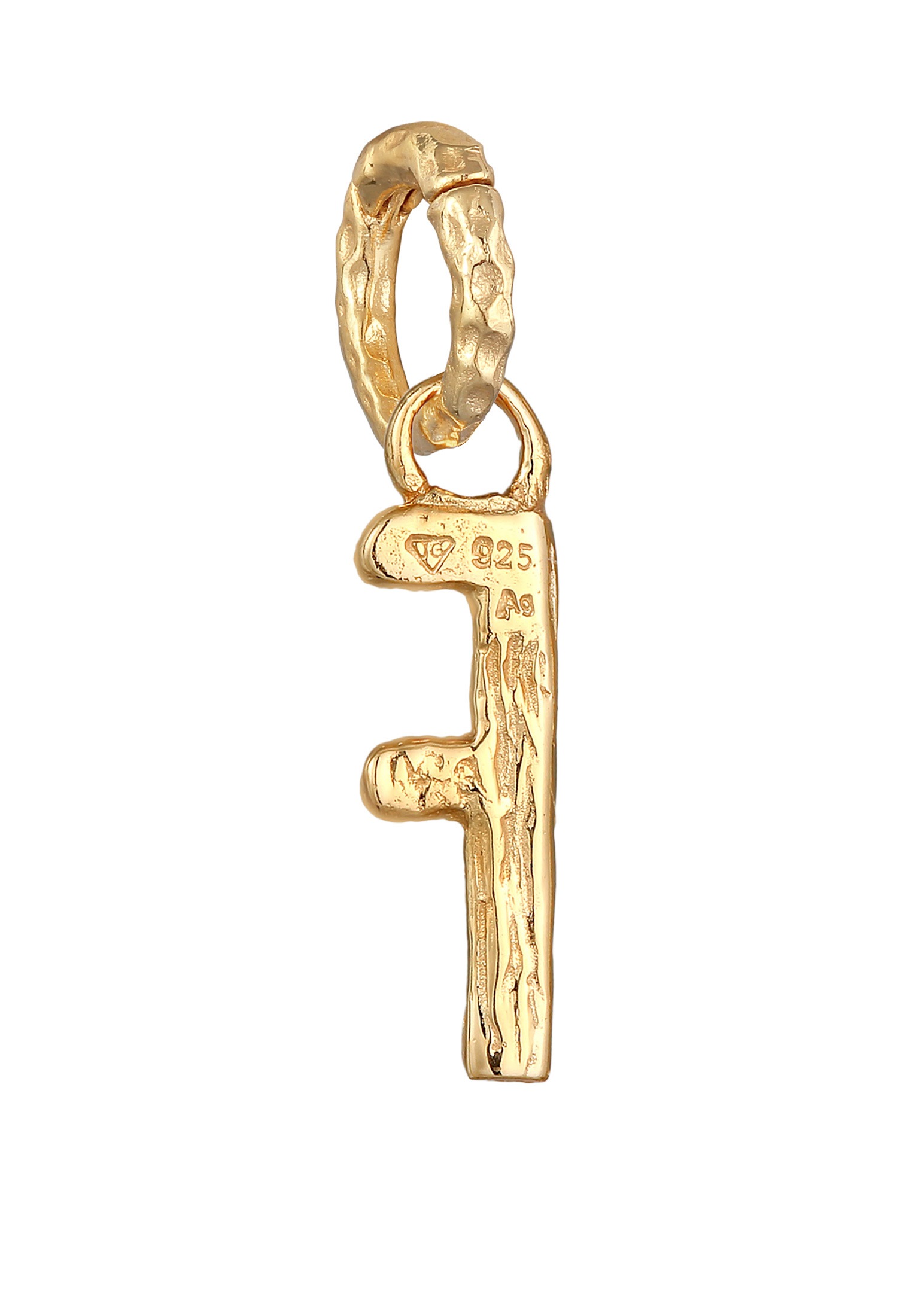 Elli Medallionanhänger »Anhänger Buchstabe F Organic Look 925 Silber vergoldet«