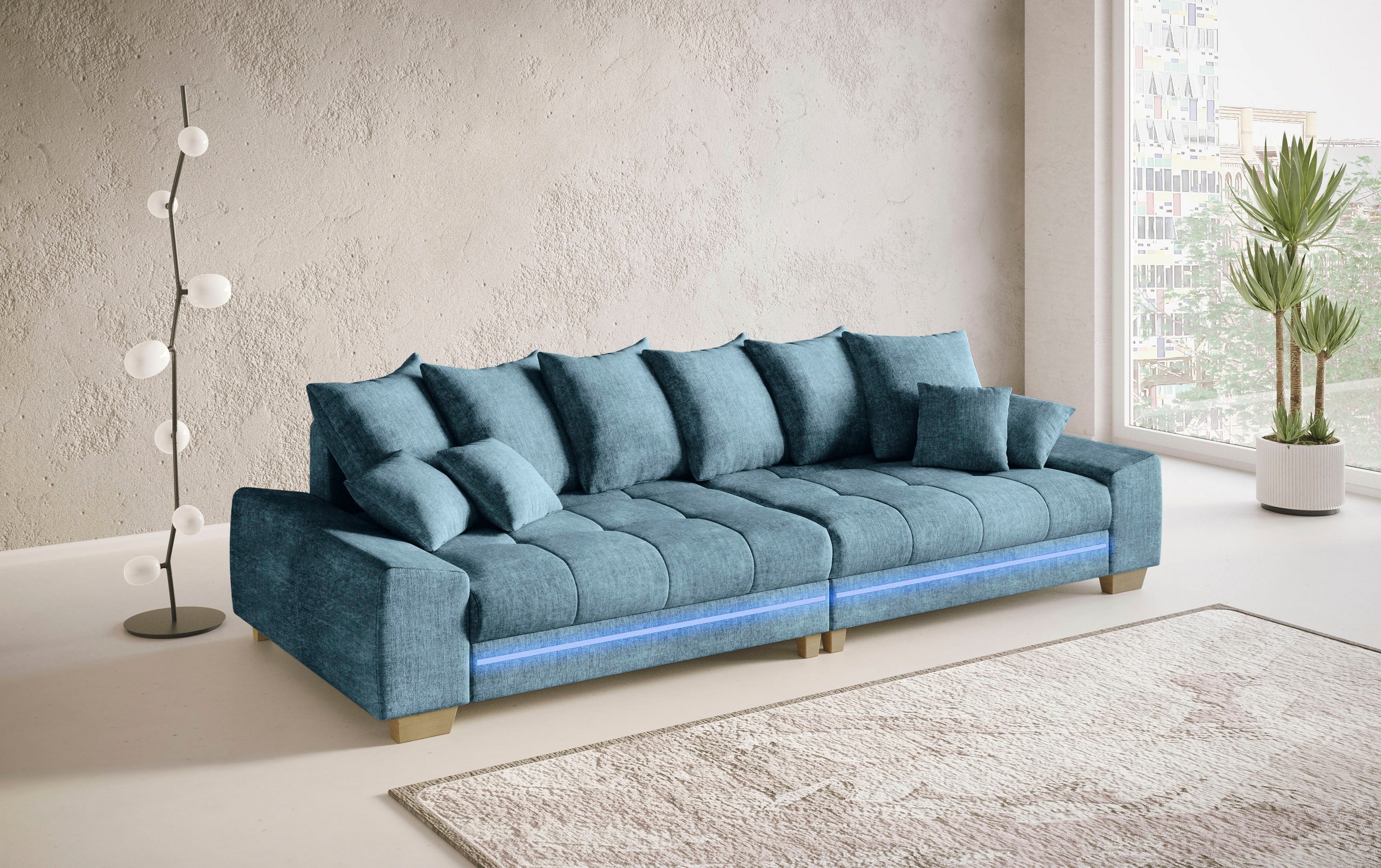 Mr. Couch Big-Sofa »Nikita II«, mit RGB-LED Beleuchtung, Kaltschaumpolsterung bis 140 kg belastbar