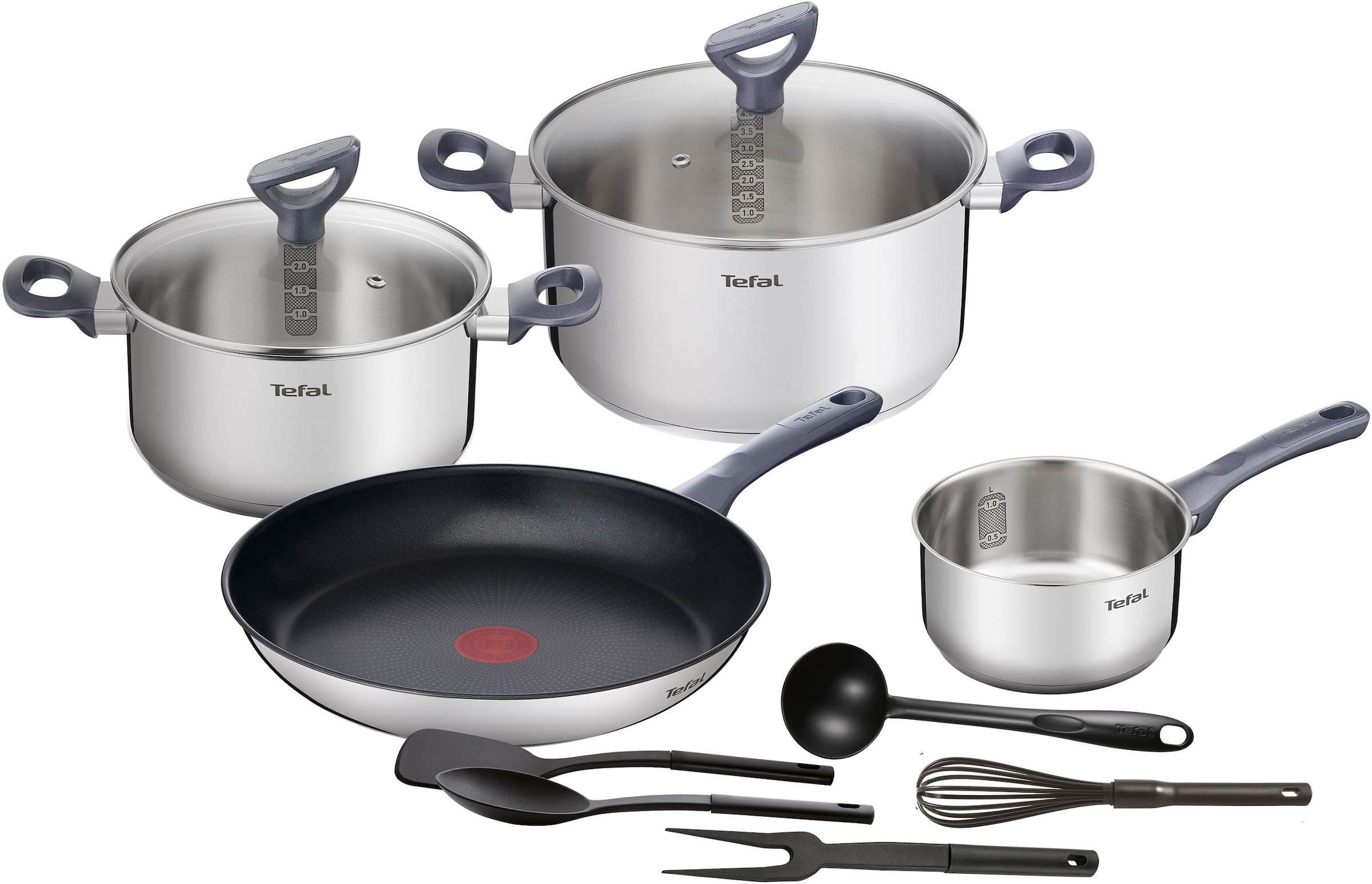 Tefal Topf-Set »Daily Cook«, im mit Online 11 OTTO Edelstahl-Töpfe Herdarten,Induktion tlg.), Edelstahl, Shop stehendem (Set, Deckel,Ausguss,alle