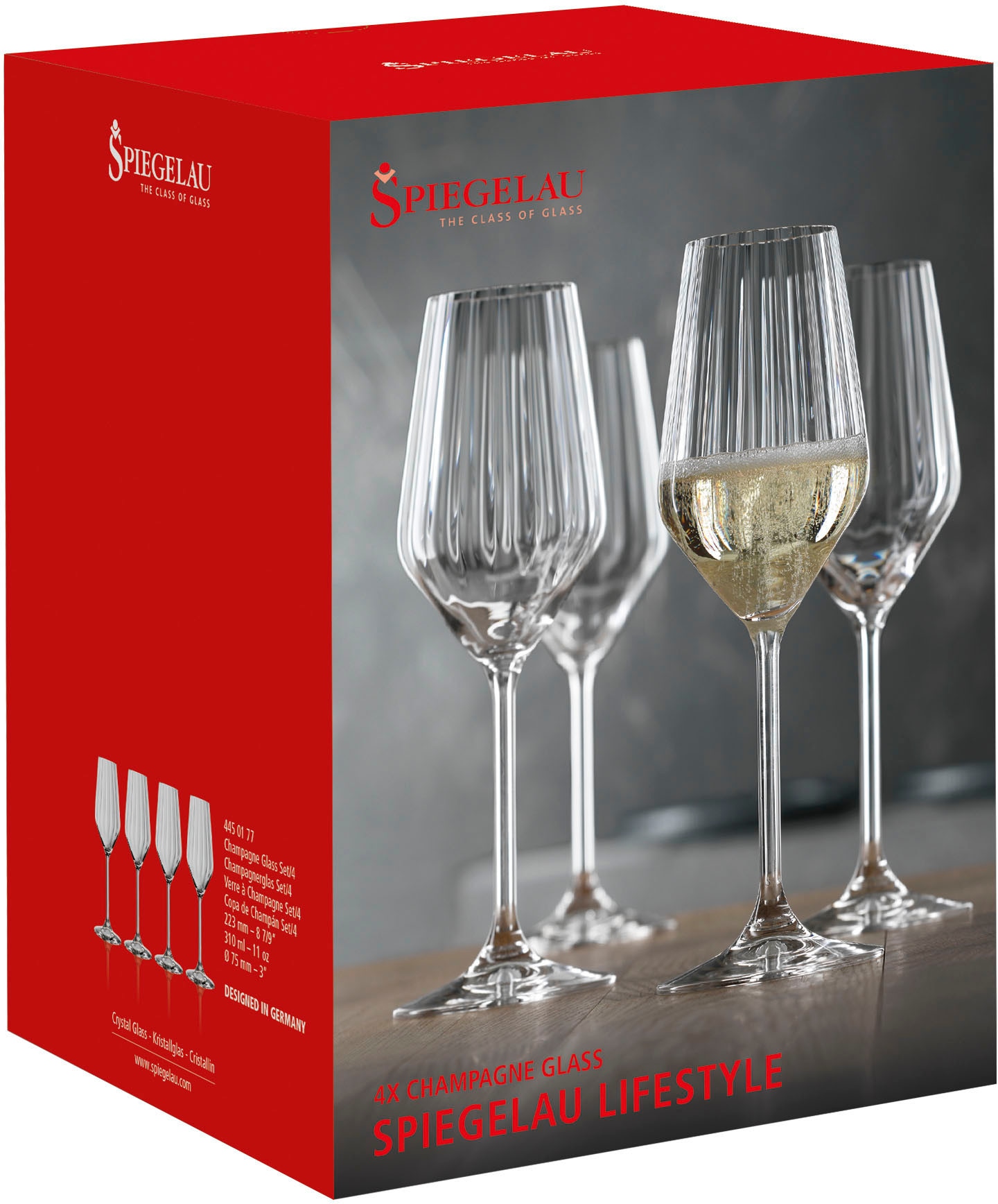 SPIEGELAU Champagnerglas »LifeStyle«, (Set, 4 tlg., Set bestehend aus 4 Gläsern), 310 ml, 4-teilig