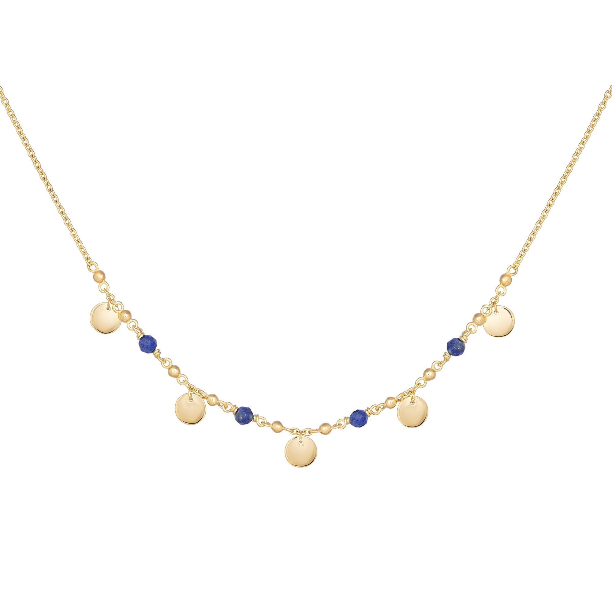 CAÏ Silberkette »925 Silber vergoldet Lapislazuli Plättchen«, Collier