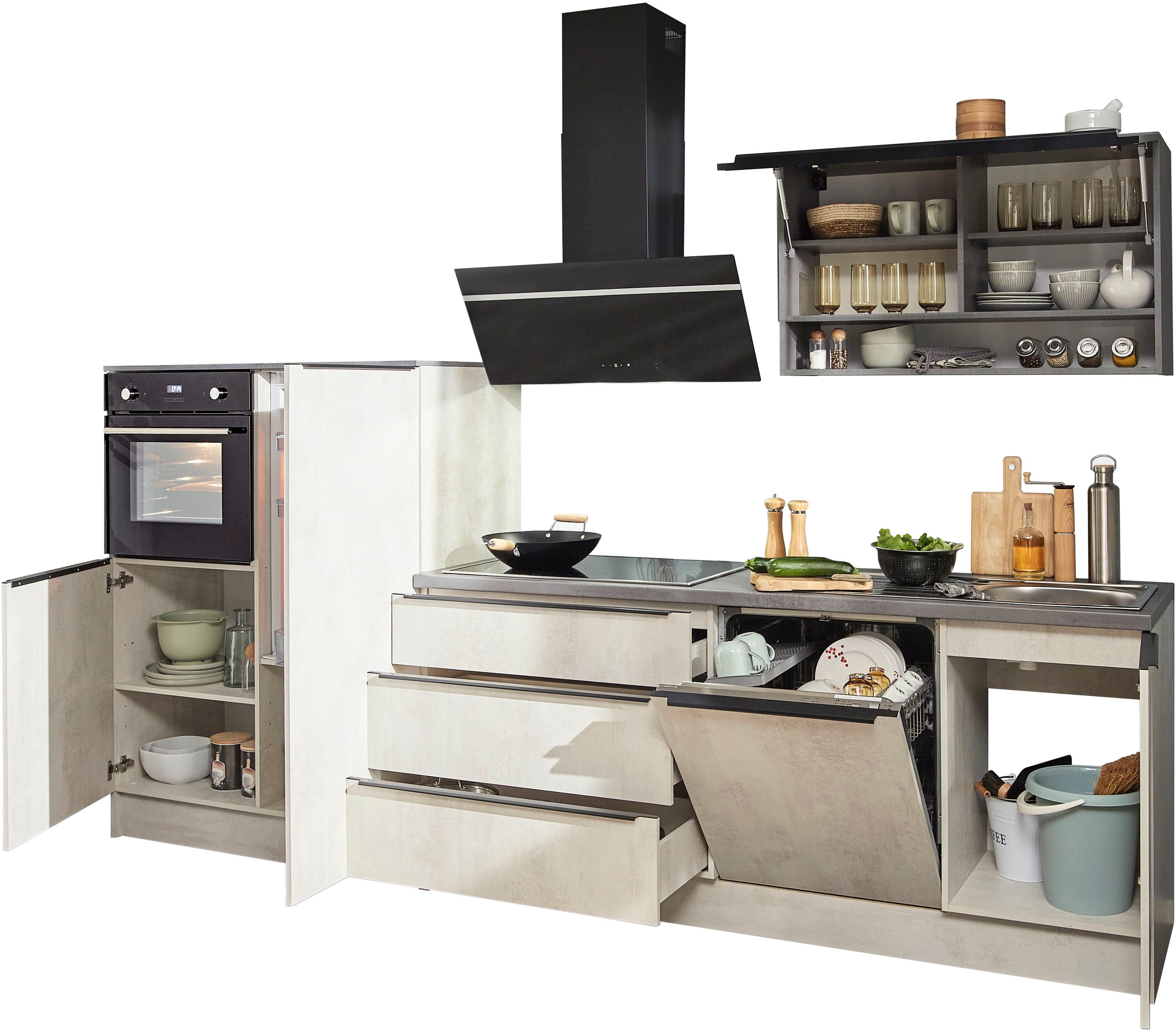BASIC by Balculina Küchenzeile »Boston«, Breite 200 + 123 cm, wahlweise mit E-Geräten