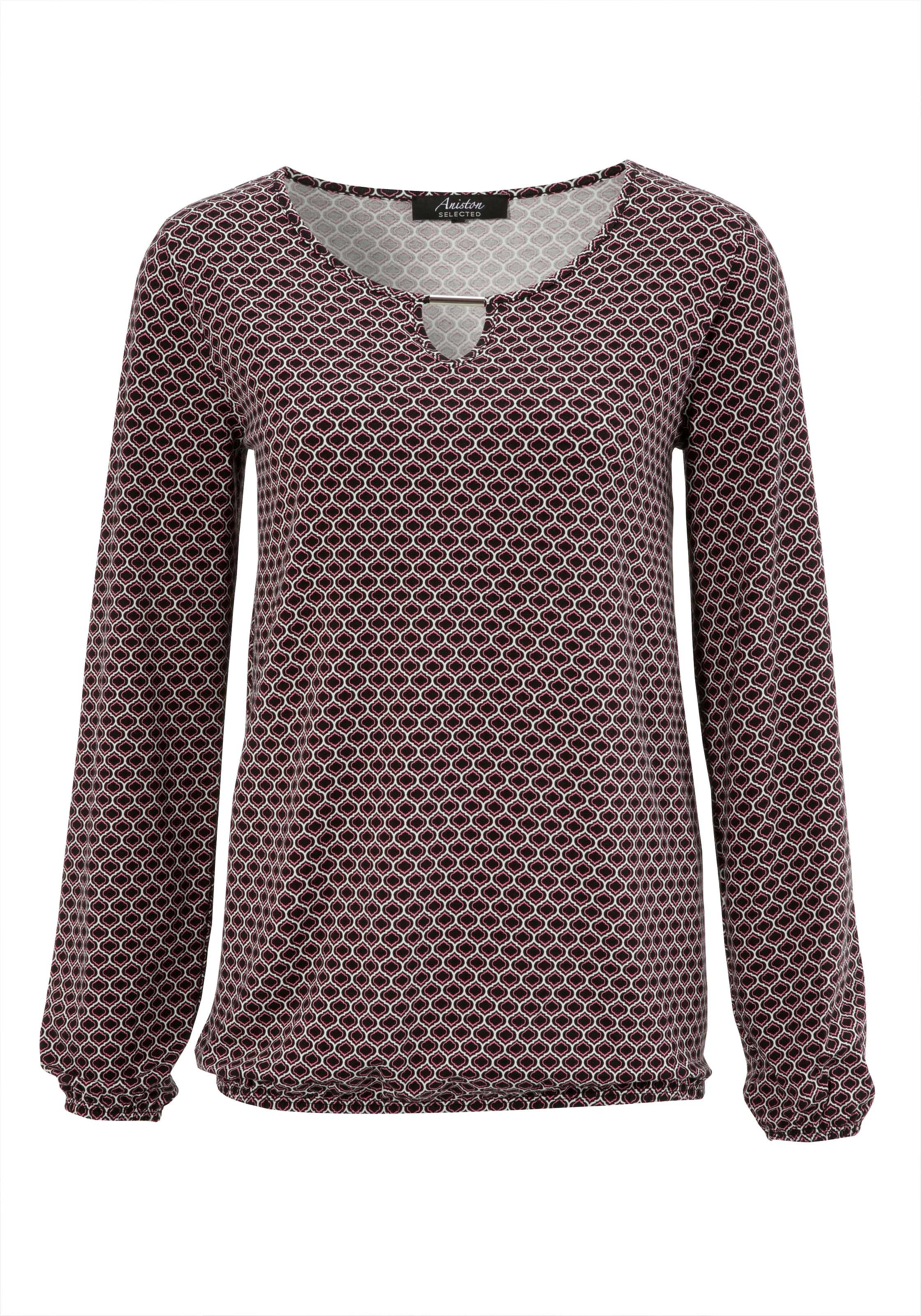 Aniston SELECTED Langarmshirt, in unterschiedlichen Drucken, jeweils mit  Schmuckelement kaufen im OTTO Online Shop