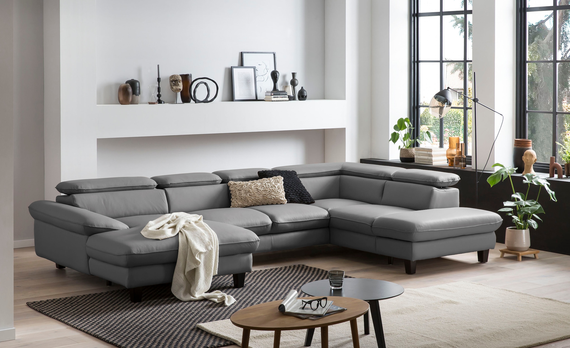 Home affaire Wohnlandschaft »Pilot U-Form« mit Kopfteilverstellung, wahlweise mit Bettfunktion & Bettkasten