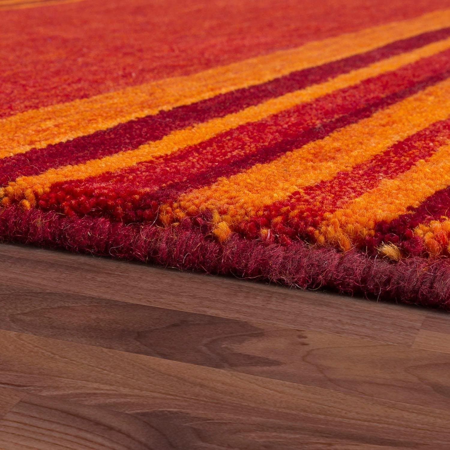 Paco Home Wollteppich »Gabbeh 307«, rechteckig, 14 mm Höhe, Kurzflor, handgewebt, reine Wolle, Gabbeh-Stil, gestreift, Wohnzimmer