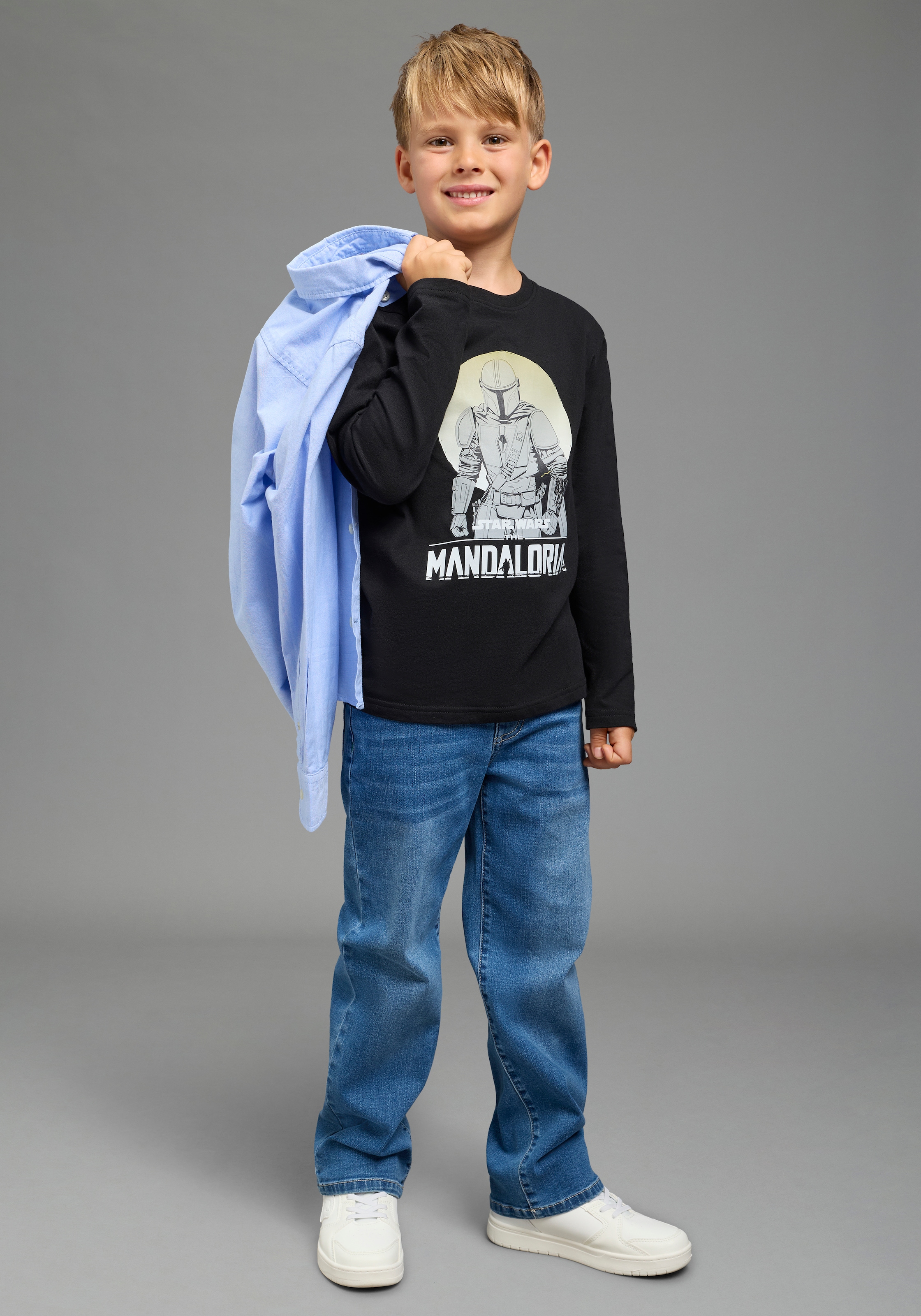 KIDSWORLD Langarmshirt »STAR WARS: MANDALORIAN Shirt, Disney« Basic-Passform, Langarm, modischer Stil, mit Rundhalsausschnitt