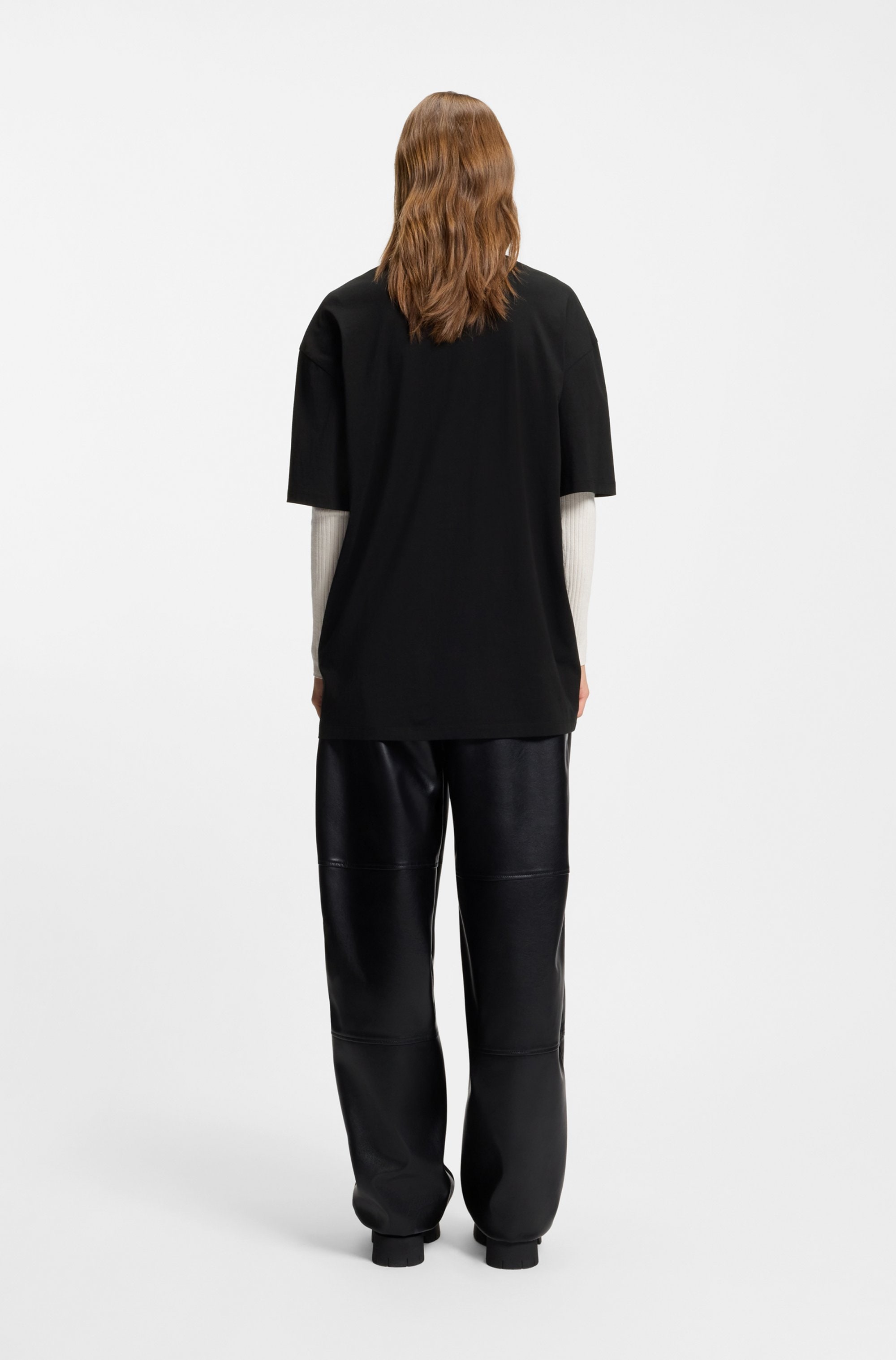 HUGO Blue Rundhalsshirt »Oversized Tee«, Happy Hugo Print, unisex