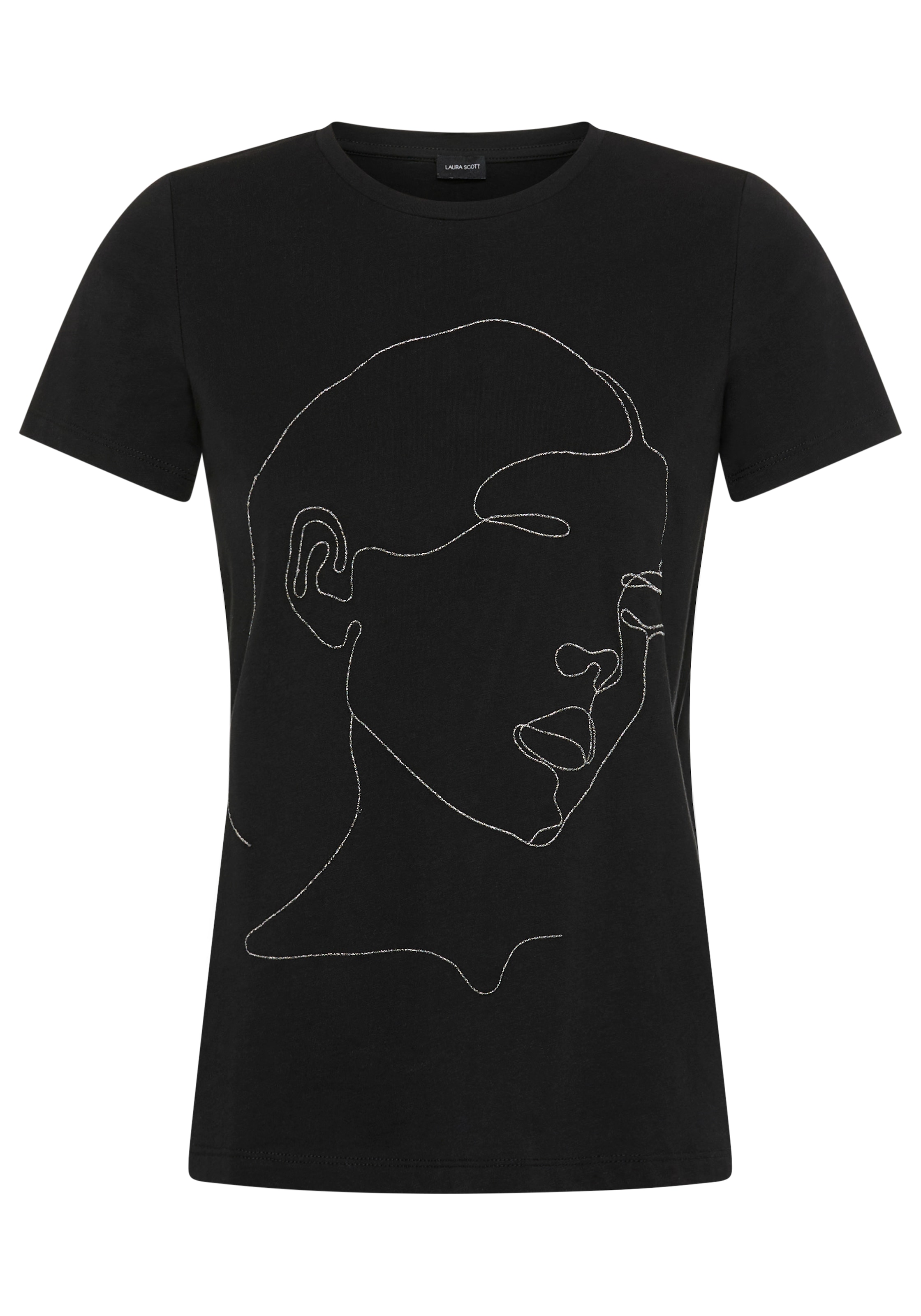 Laura Scott T-Shirt mit Stickerei, schimmernde Optik, moderner Look
