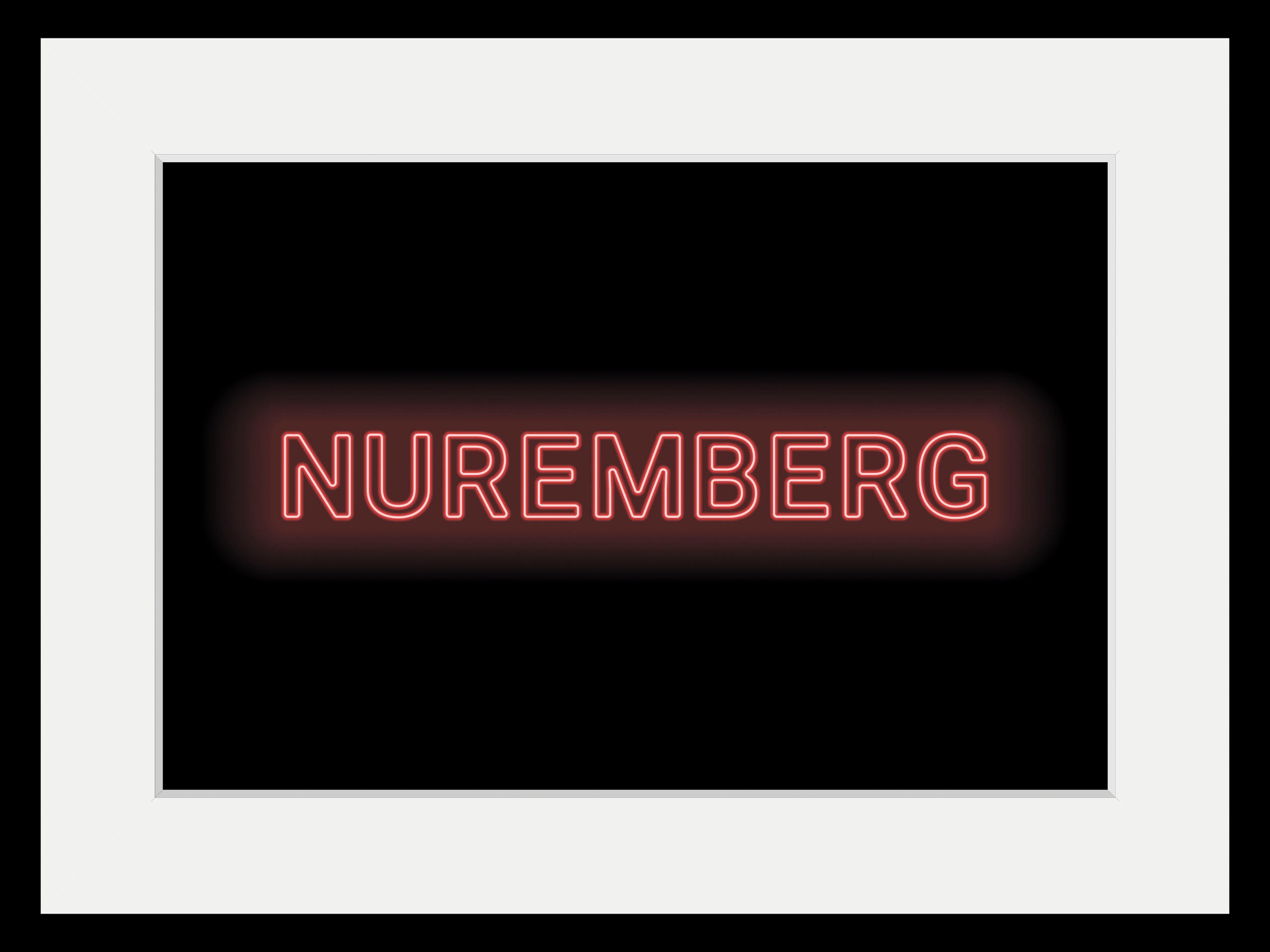 queence Bild »NUREMBERG LIGHTS«, Städte-Schriftzug, (1 St.), HD Premium Poster-Druck inkl. Holzrahmen