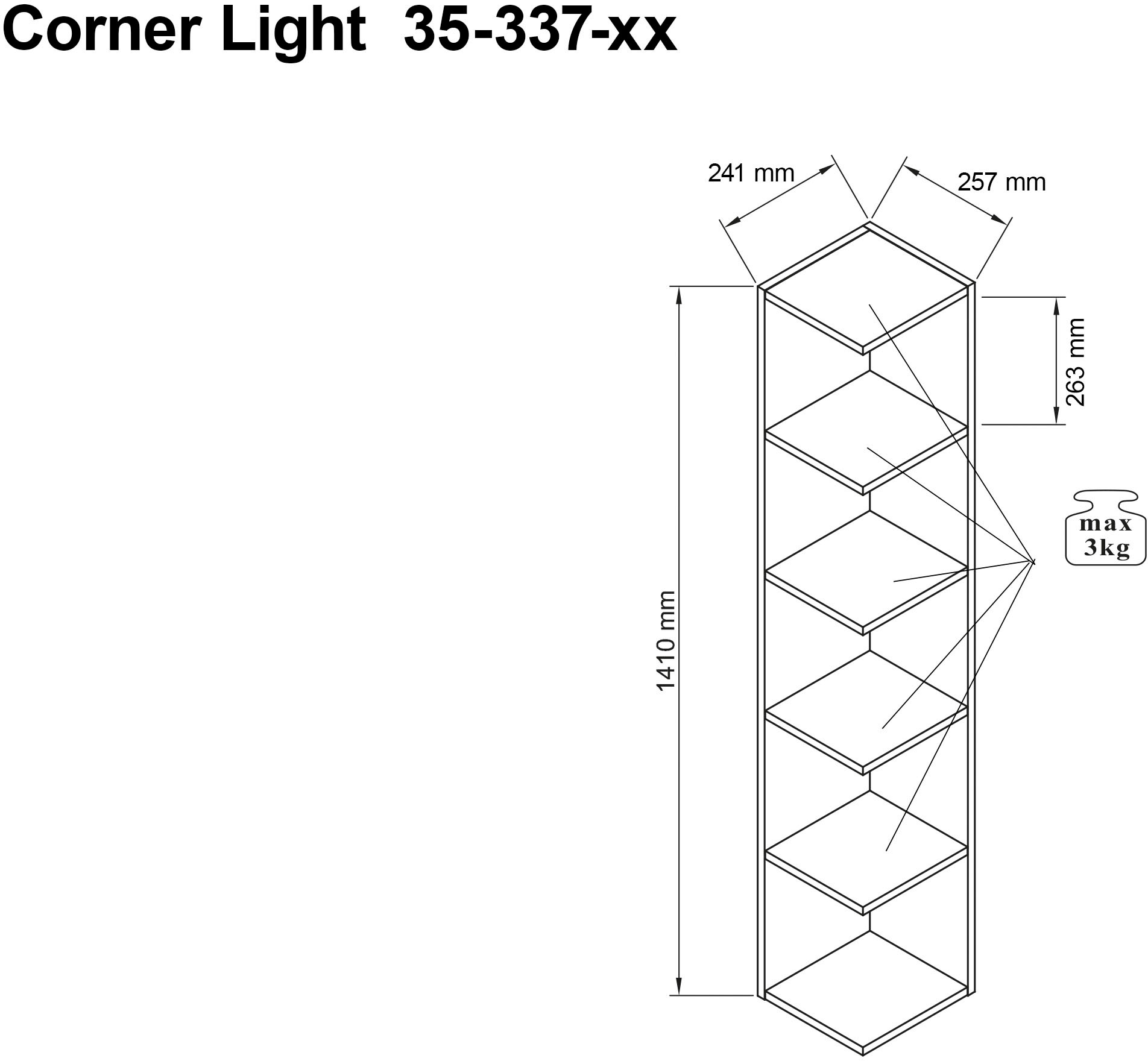 BEGA OFFICE Eckregal »Corner Light«, mit 5 offenen Fächer, 24x25,7x141 cm