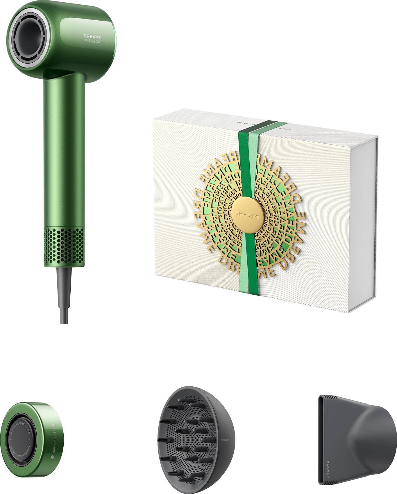 Dreame Haartrockner »Glory Master High-Speed Hair Dryer« 1.600 W 3 Aufsätze drei Düsen, vier Temperaturstufen, geringes Gewicht in grün