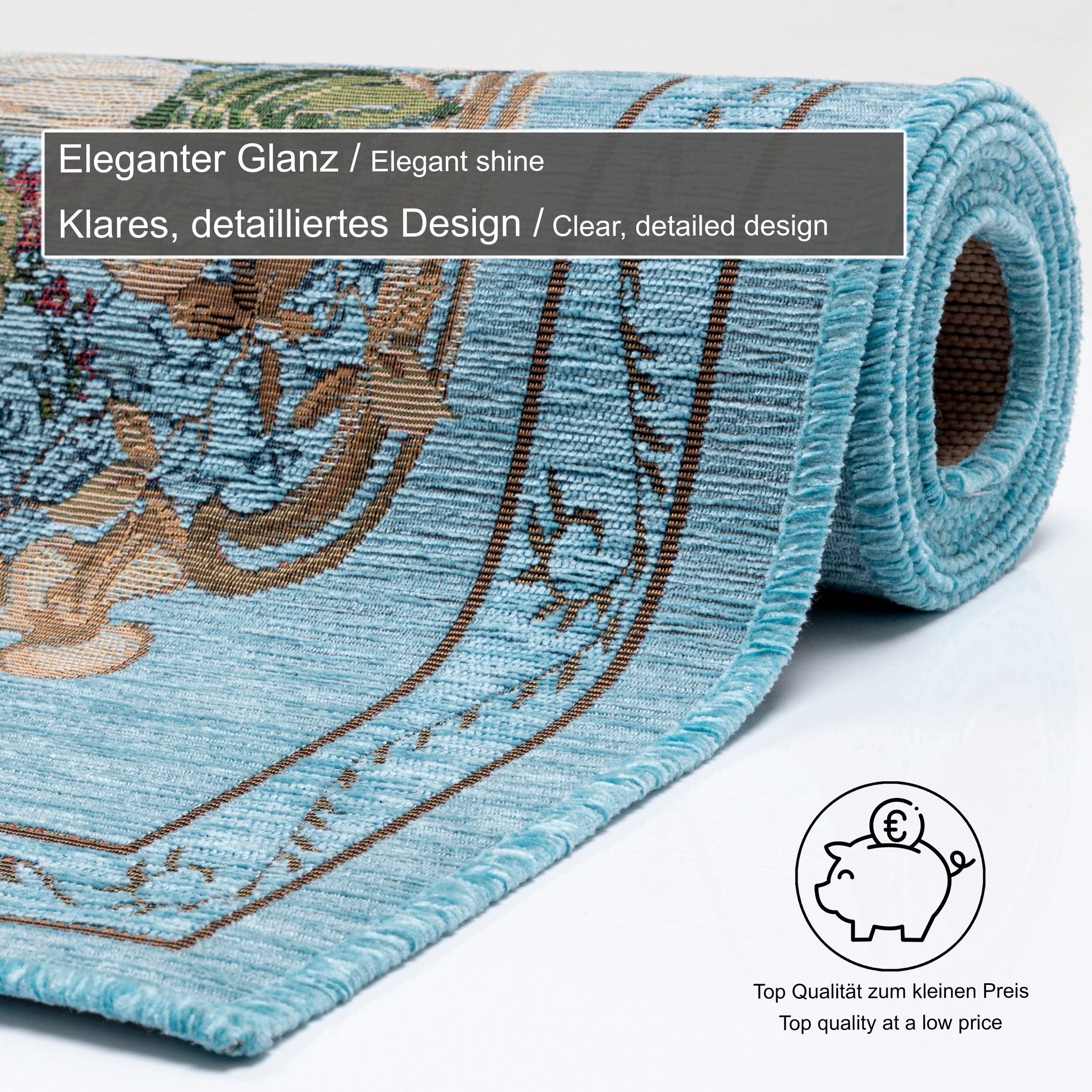 THEKO Teppich »Flomi Floral«, rechteckig, 3 mm Höhe, gewebt, Blumen Design, ideal im Wohnzimmer & Schlafzimmer