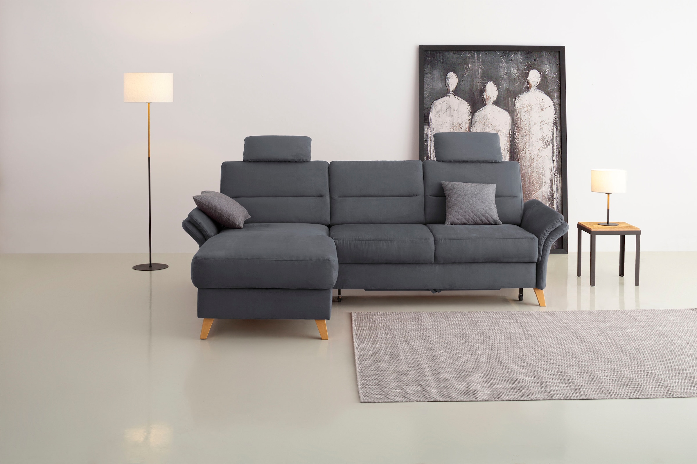 Home affaire Ecksofa »Westerland L-Form« Federkern-Polsterung, wahlweise mit Bettfunktion, Bettkasten