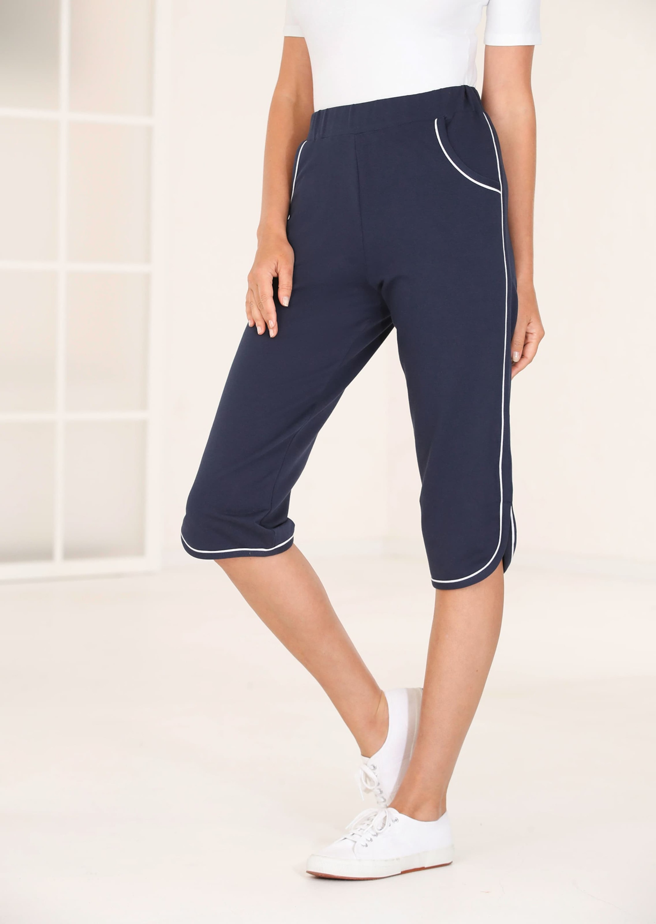 GOLDNER Stoffhose »Caprihose Bequeme Caprihose mit Schlupfbund und Taschen«