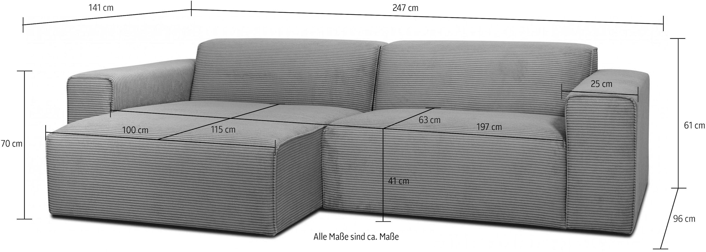 INOSIGN Ecksofa »Clayton«, in einem trendigen Cord-Bezug, verschiedene Kombinationen verfügbar