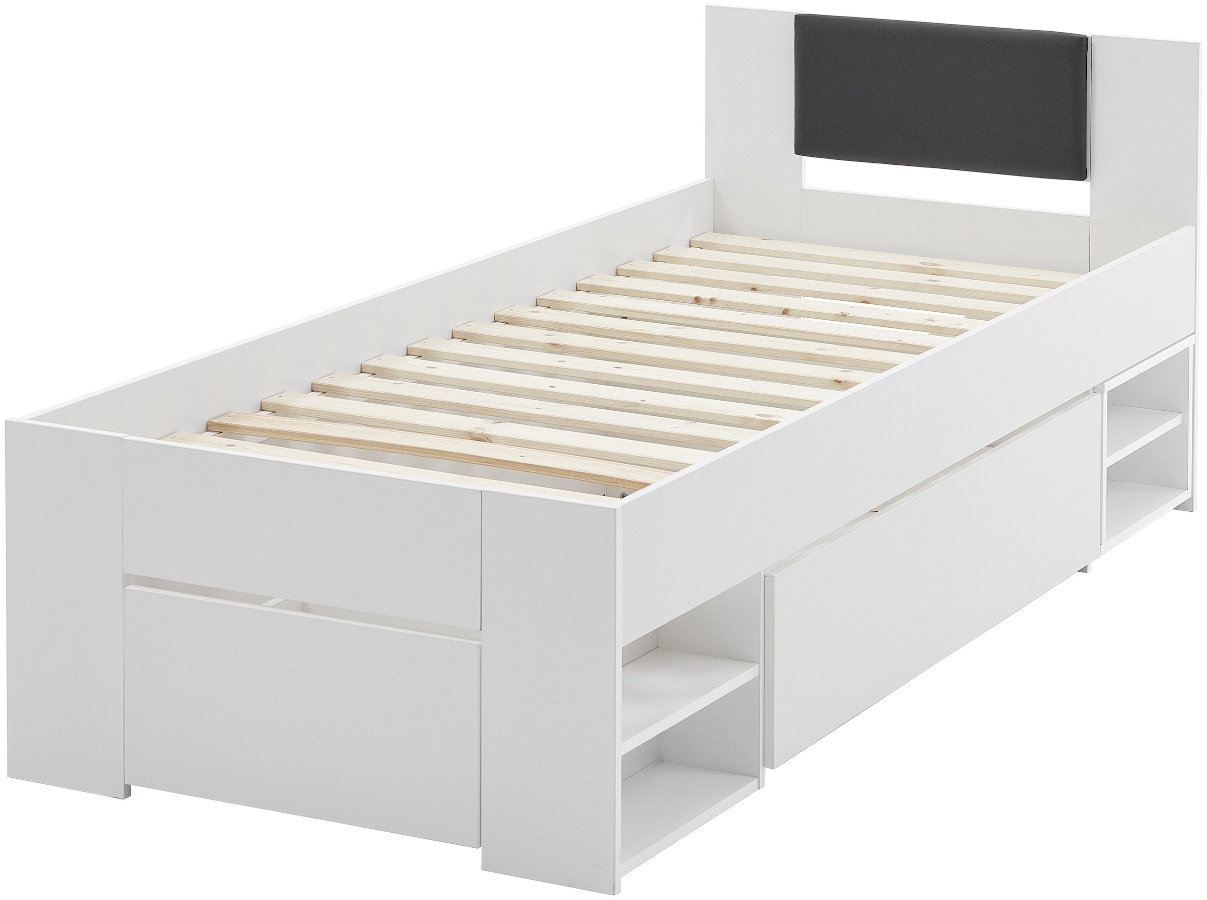 Relita Stauraumbett »Stefan mit großen Schubladen u. Nako auf Rollen, inkl. Latten« mit komfortabler Liegehöhe, in 2 Breiten und 2 Farben erhältlich