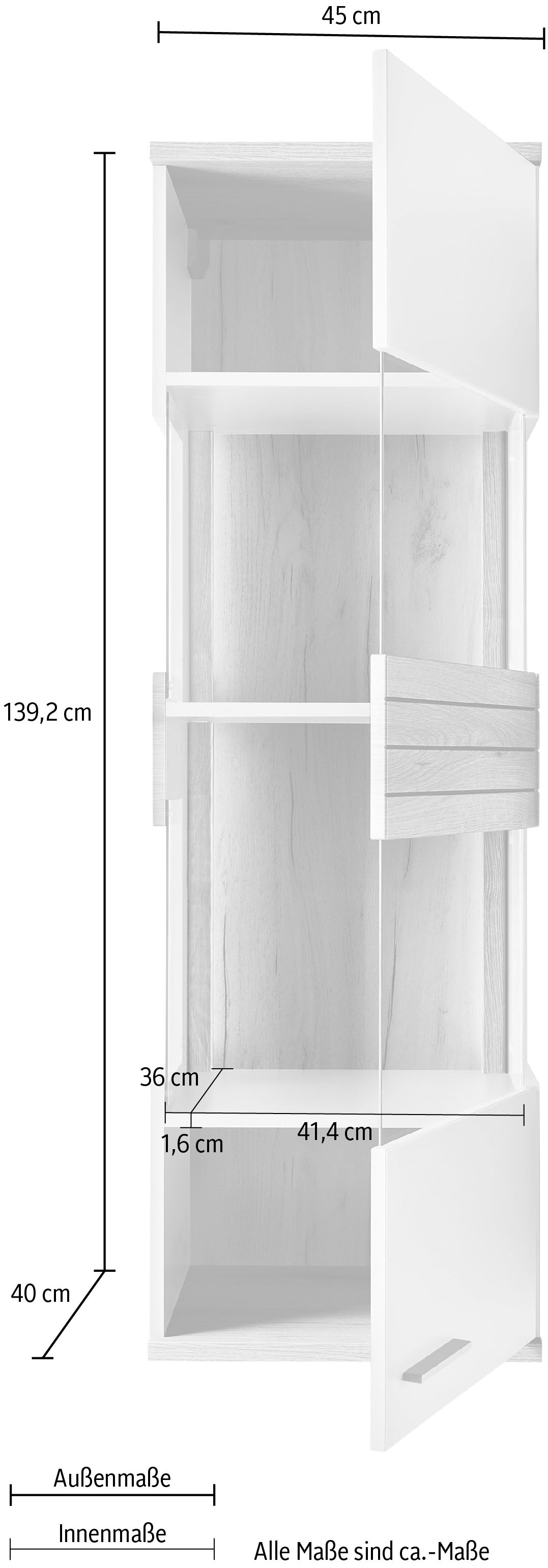 set one by Musterring Vitrine »Quincy« 1 Stk. tlg. Spiegelbildlich montierbar, in 2 Farben erhältlich, 139,2 cm hoch