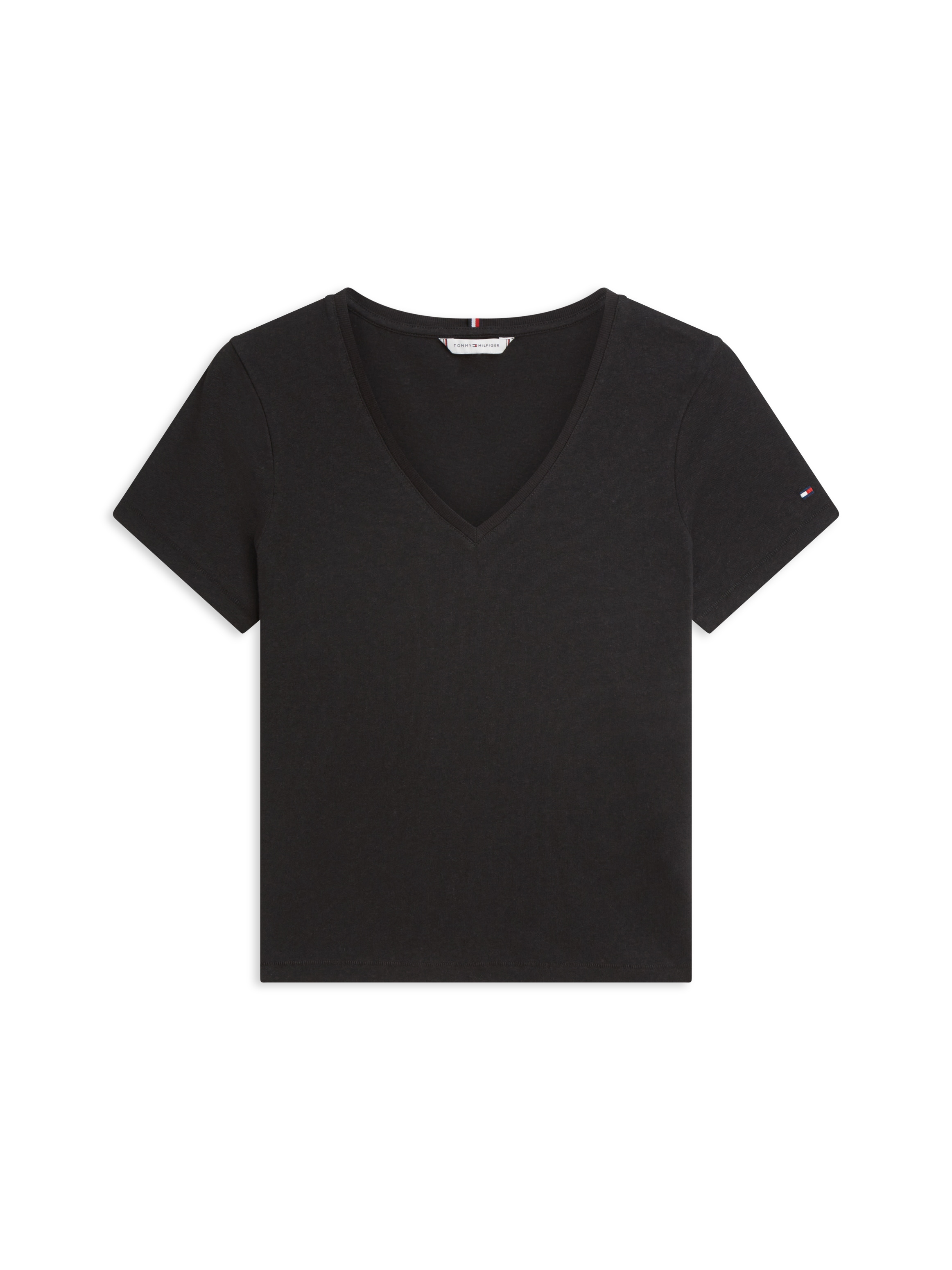 Tommy Hilfiger Kurzarmshirt »CO LINEN V-NECK SHORT SLEEVE TEE« mit V-Ausschnitt, Regular Fit