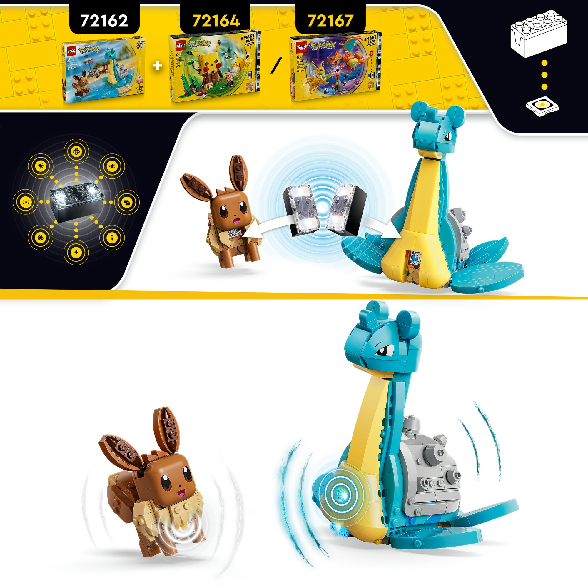 LEGO® Konstruktionsspielsteine »SMART Play: Evoli und Lapras auf Schatzsuche (72162), LEGO Pokémon« Mit SMART Brick kombatibel (nicht enthalten)
