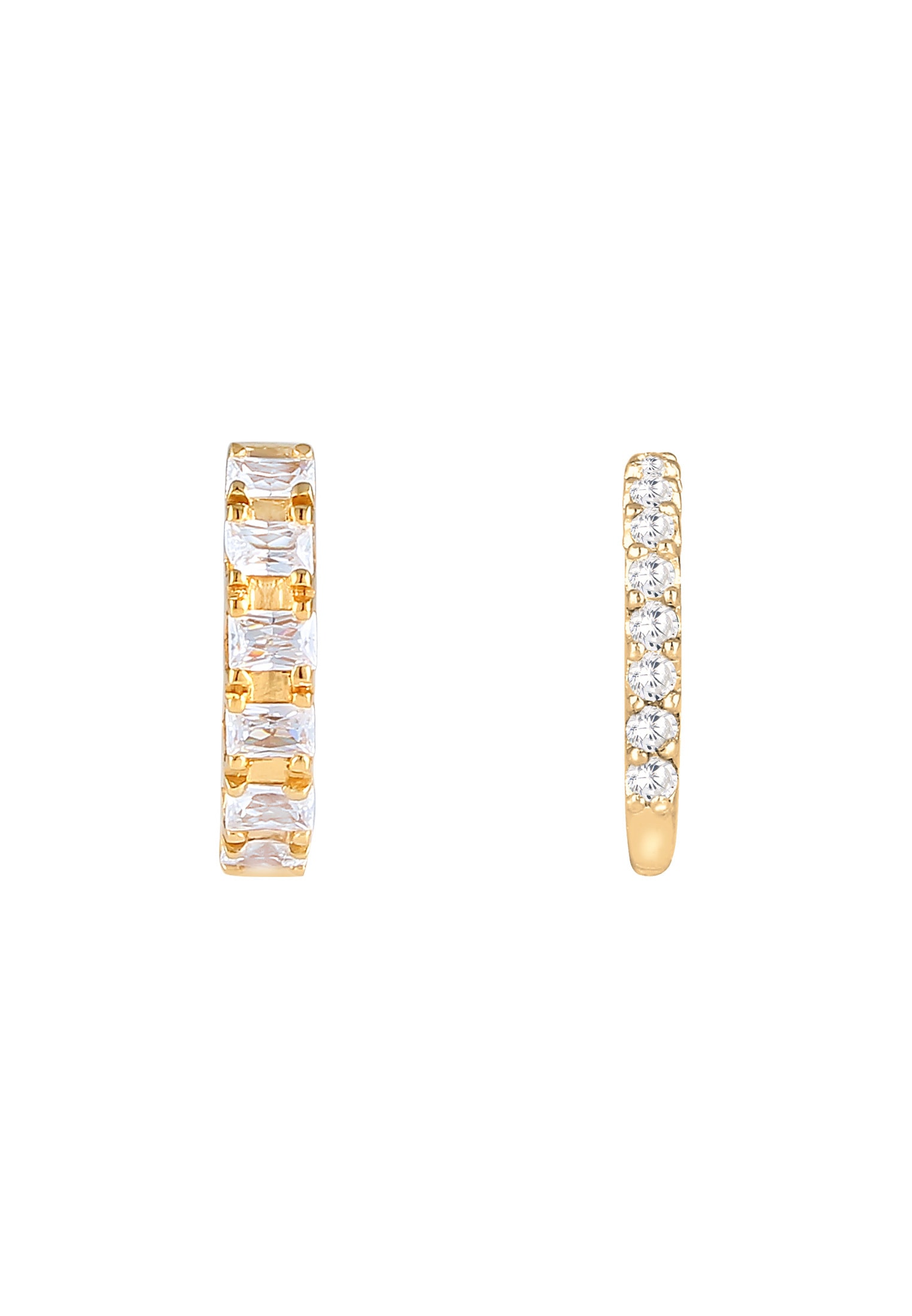 Elli Premium Paar Ohrklemmen »Ohrringe Single Earcuff Set Zirkonia (2 tlg) 925 Silber«