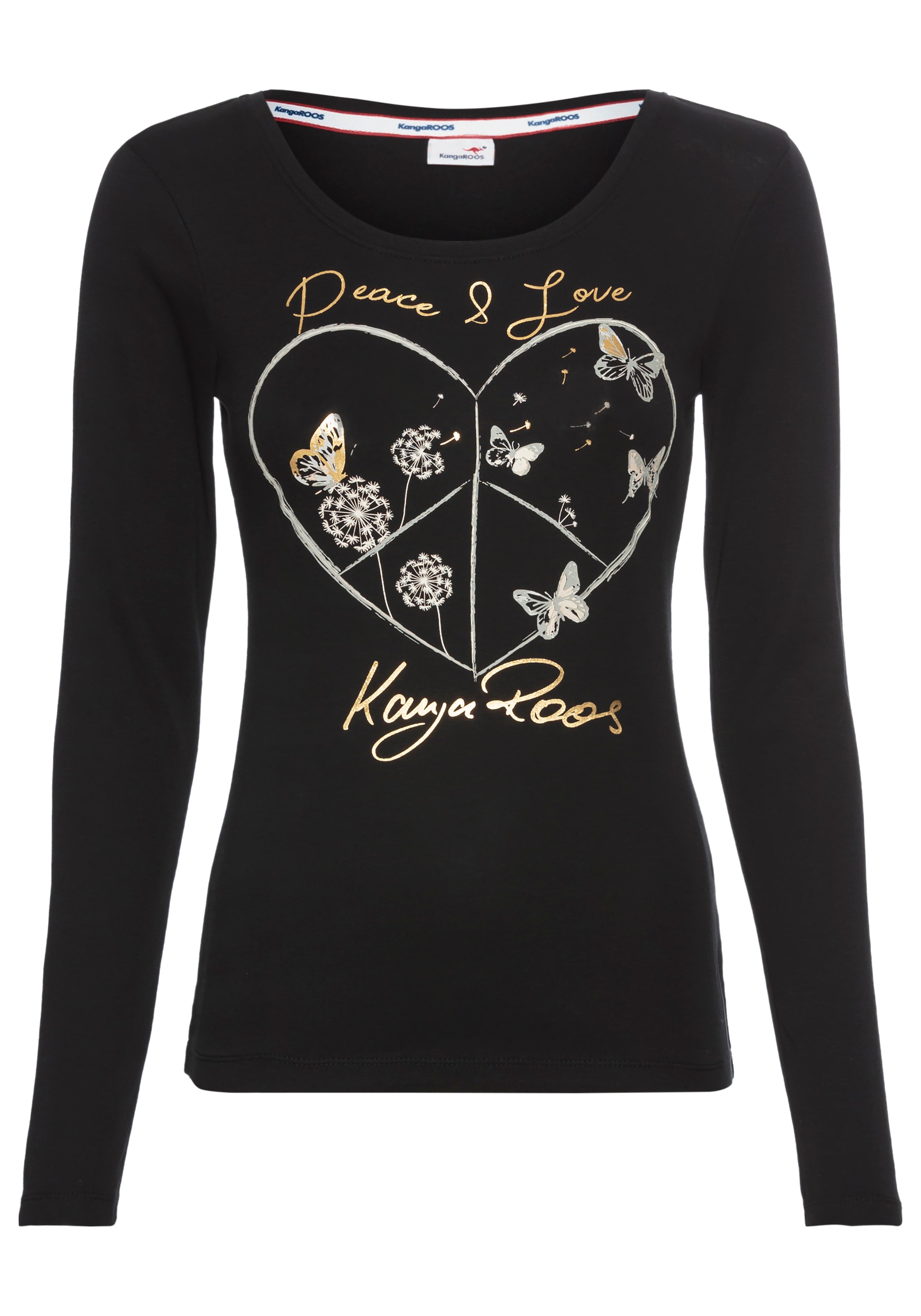 KangaROOS Langarmshirt, mit Herz-Print