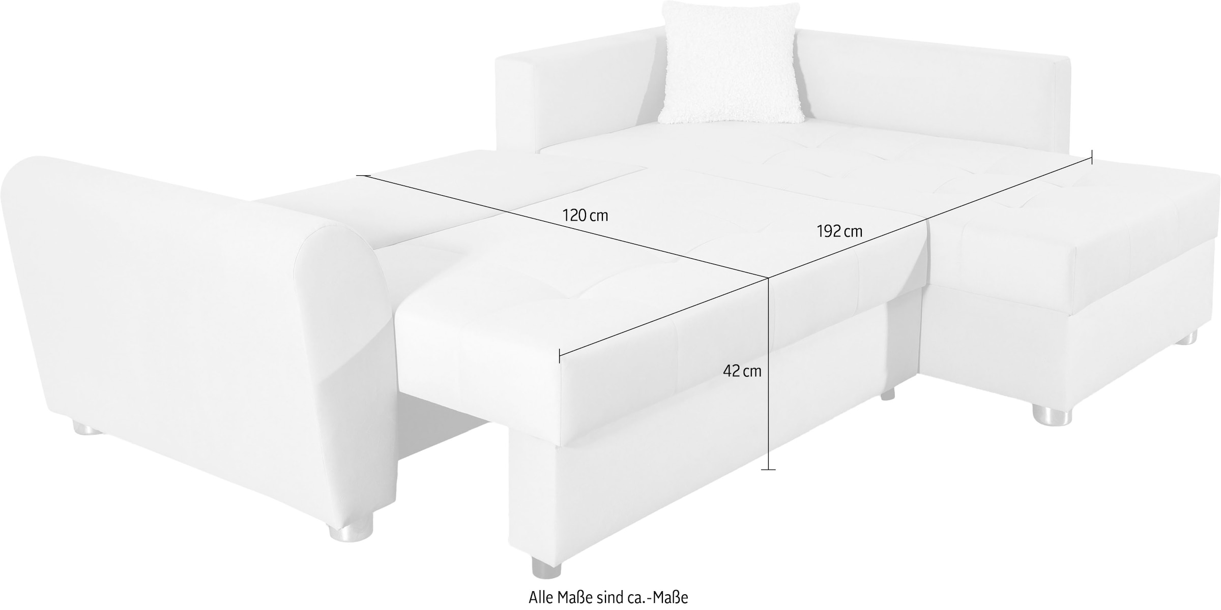 COLLECTION AB Ecksofa »JANA«, Ecksofa,Bettfunktion,Bettkasten,Bonnelfederkern,Rückenkissen