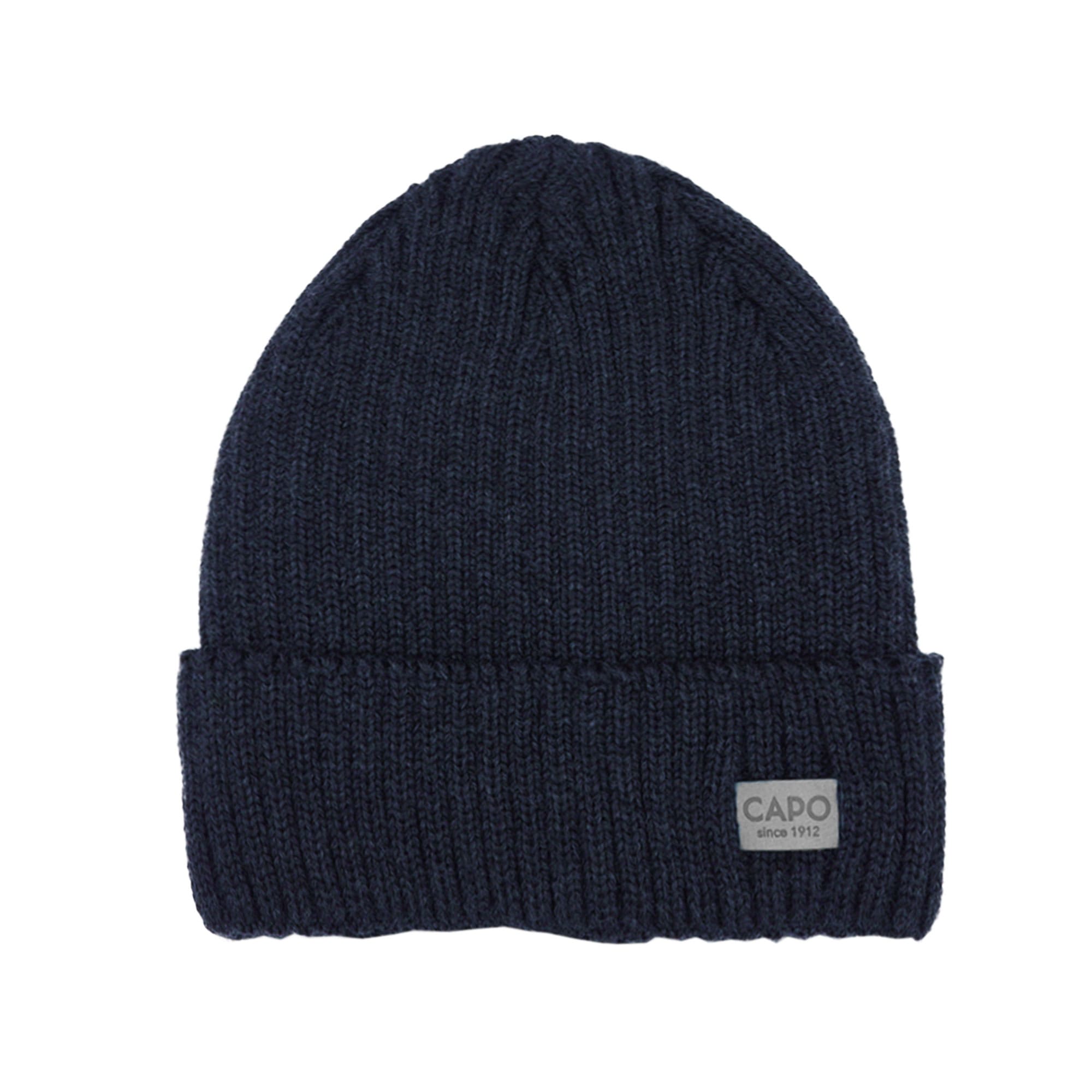 Capo Herren Strickmütze mit Merinowolle in blau, Größe S/M