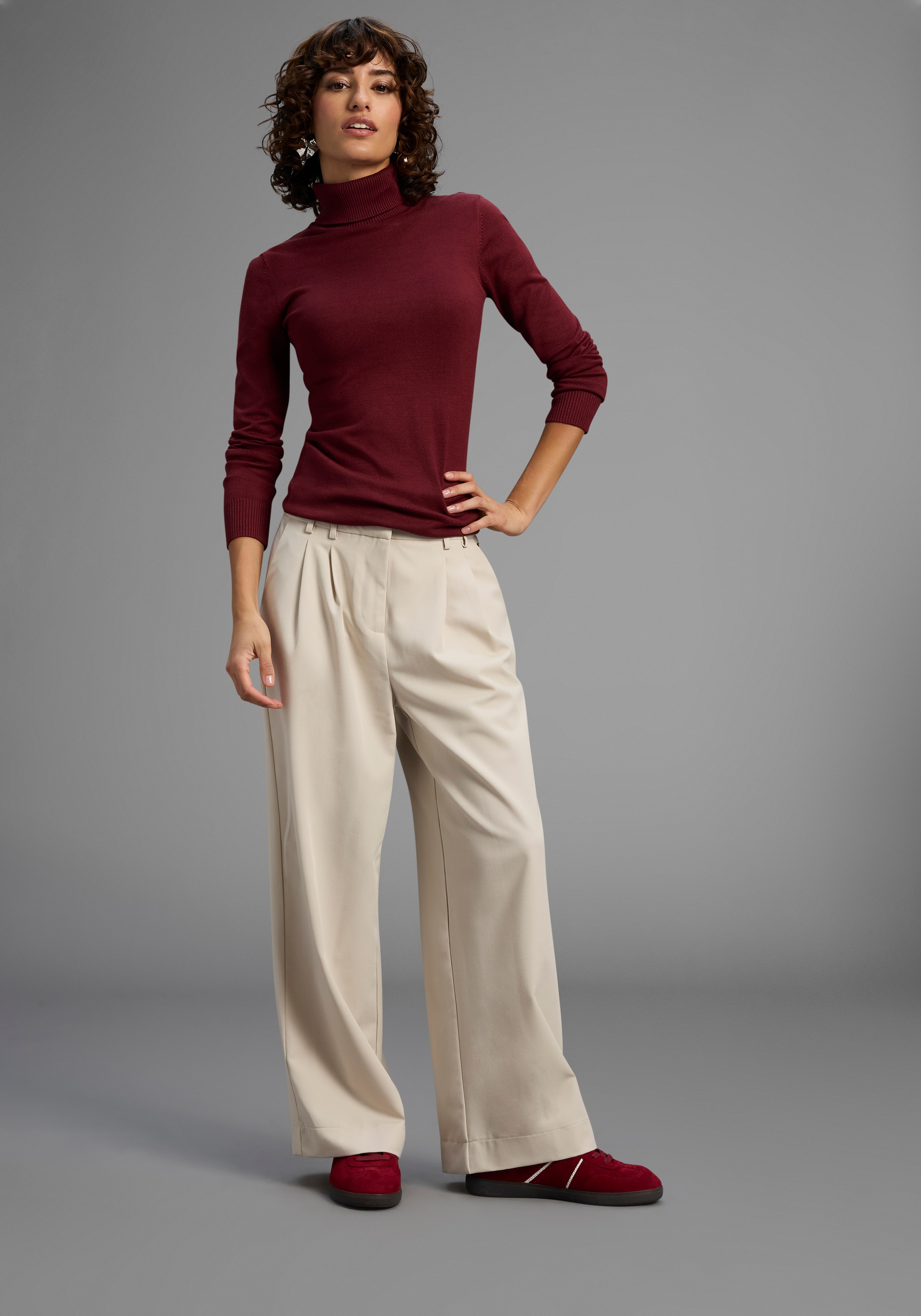 Laura Scott Rollkragenpullover Feinstrick in figurbetonter Longform