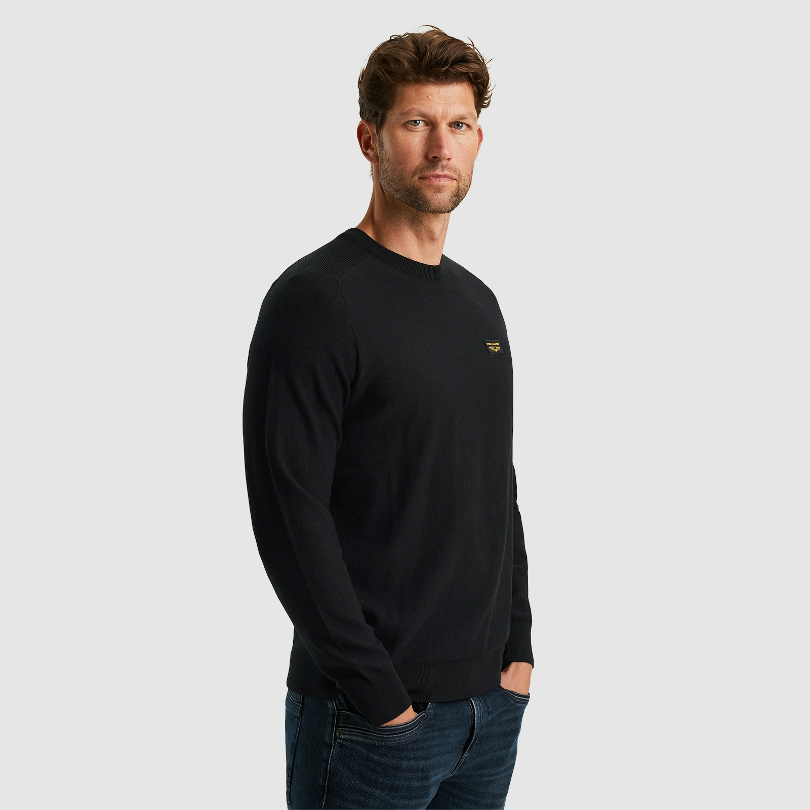 PME LEGEND Rundhalspullover, mit Logo Stickerei