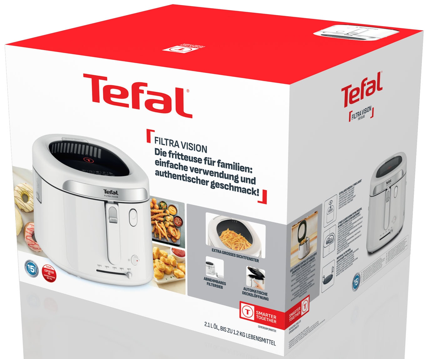 Tefal Fritteuse »Filtra Vision« 1900 W Fassungsvermögen 2,1 l extragroßes Sichtfenster für bessere Sicht, Filtersieb, FF2541