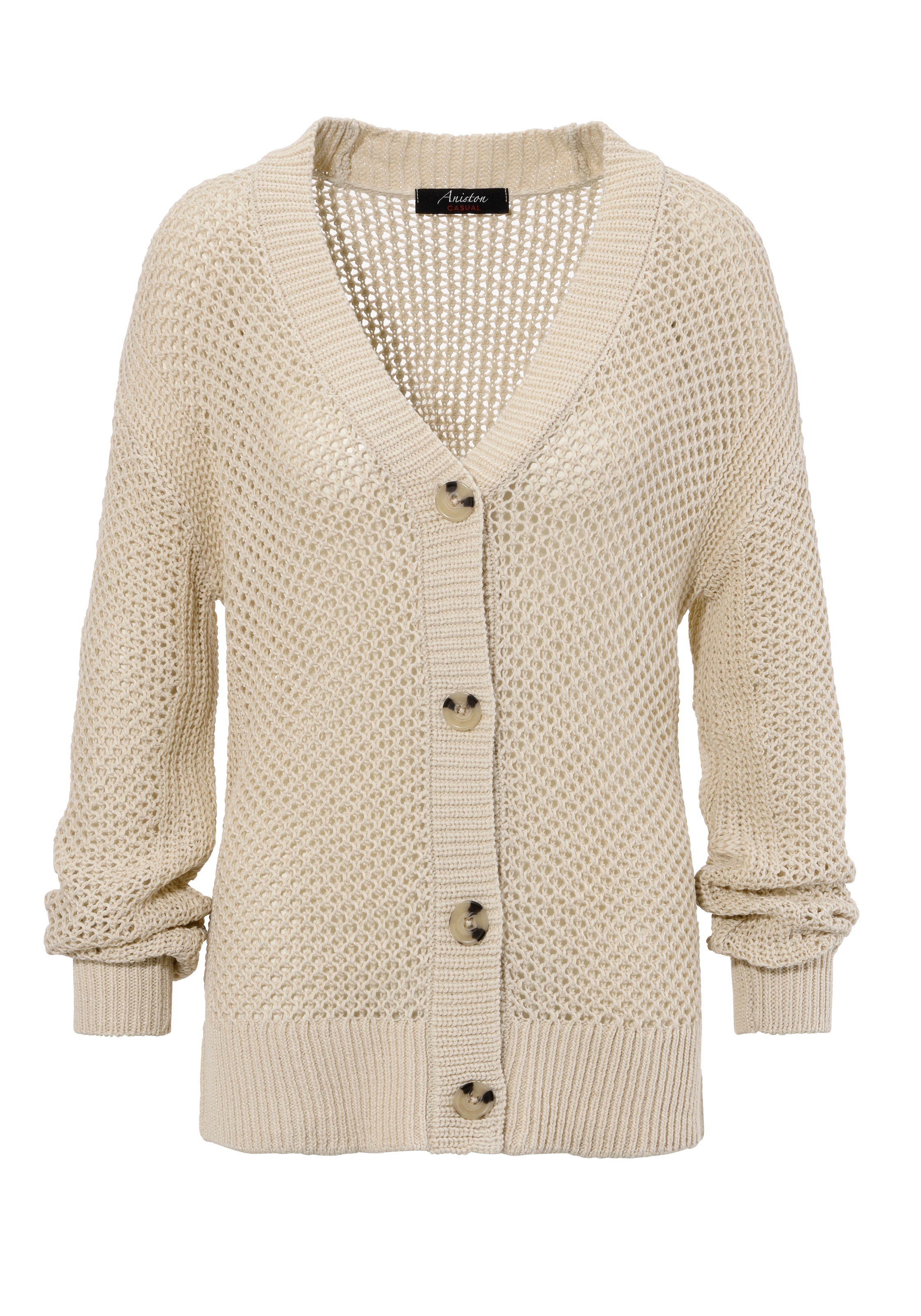 Aniston CASUAL Strickjacke, mit trendigem Lochstrick-Muster