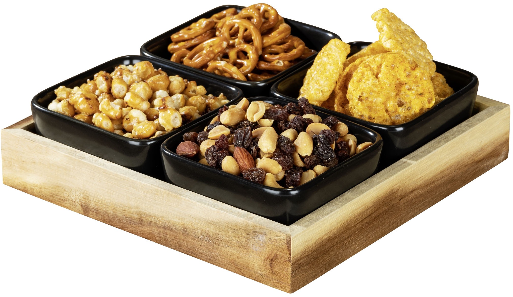 WENKO Dipschale »Modell Elo« 5 tlg. aus Massivholz Schale aus Keramik; Tablett aus Akazienholz