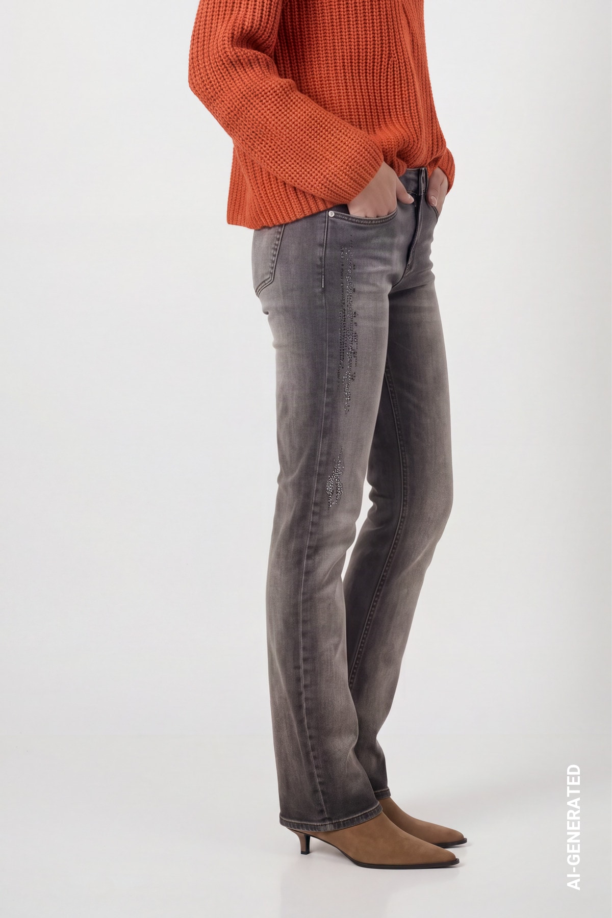 Monari Straight-Jeans Regular fit mit Strassdetails