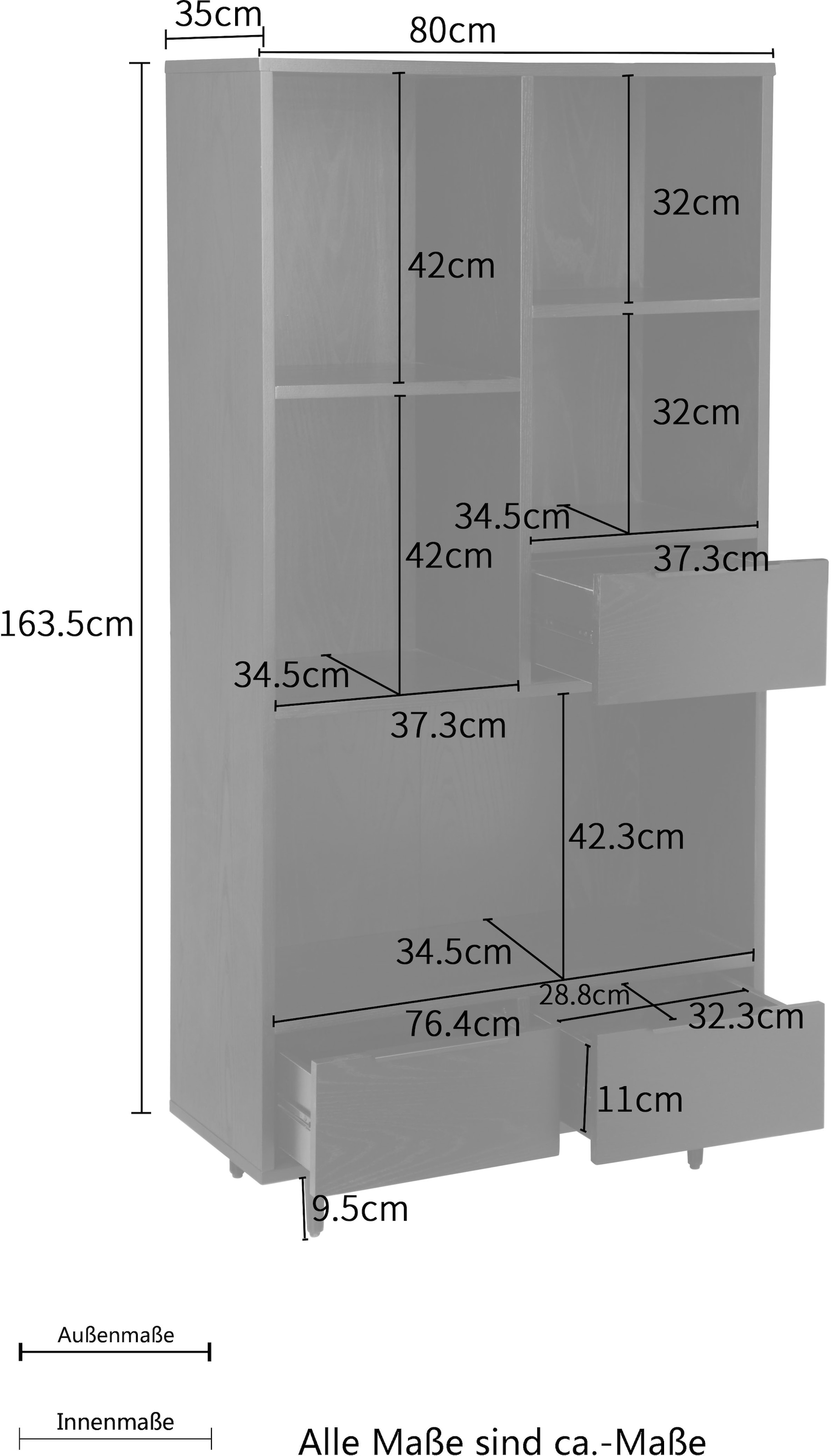 Guido Maria Kretschmer Home&Living Highboard »Priya, TOPSELLER!, OTTOs Choice«, aus MDF Holz, mit Metallfüßen- und Griffen, Breite 80 cm