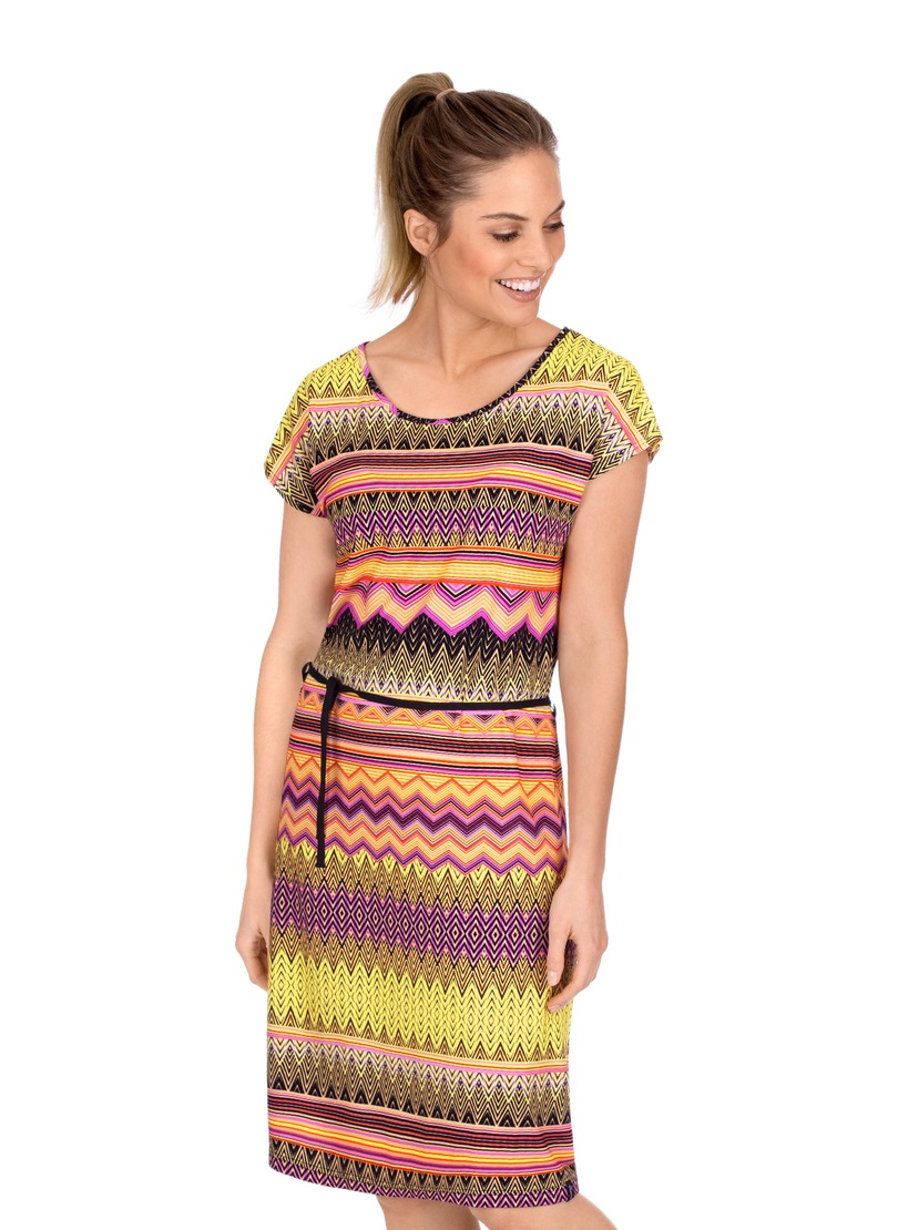 Trigema Kleid mit tollem Muster und Bindeband