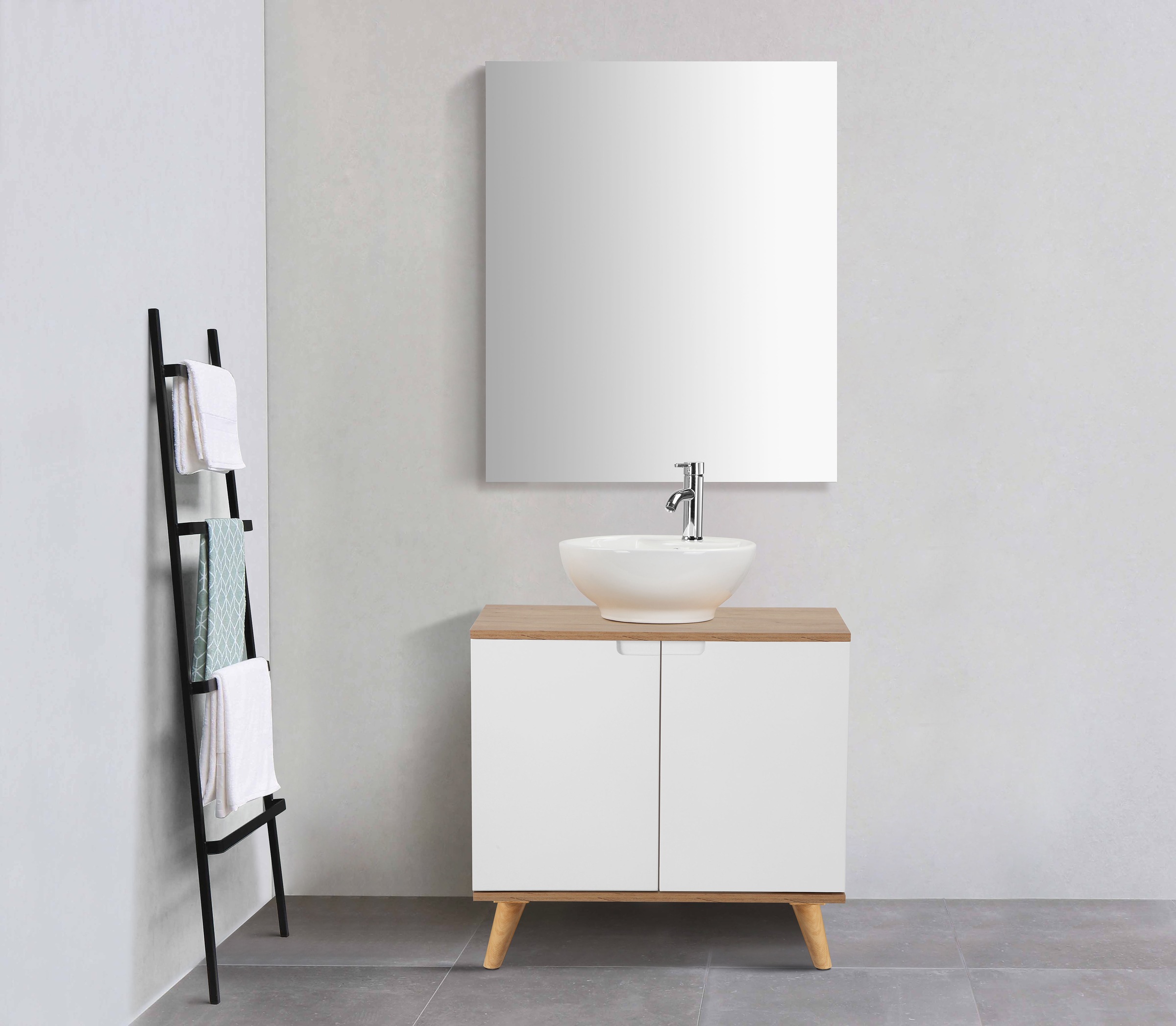 welltime Badspiegel »Lund Badezimmerspiegel Spiegelschrank ohne LED Beleuchtung«, Spiegel Breite 58cm klassisches Design fürs Badezimmer