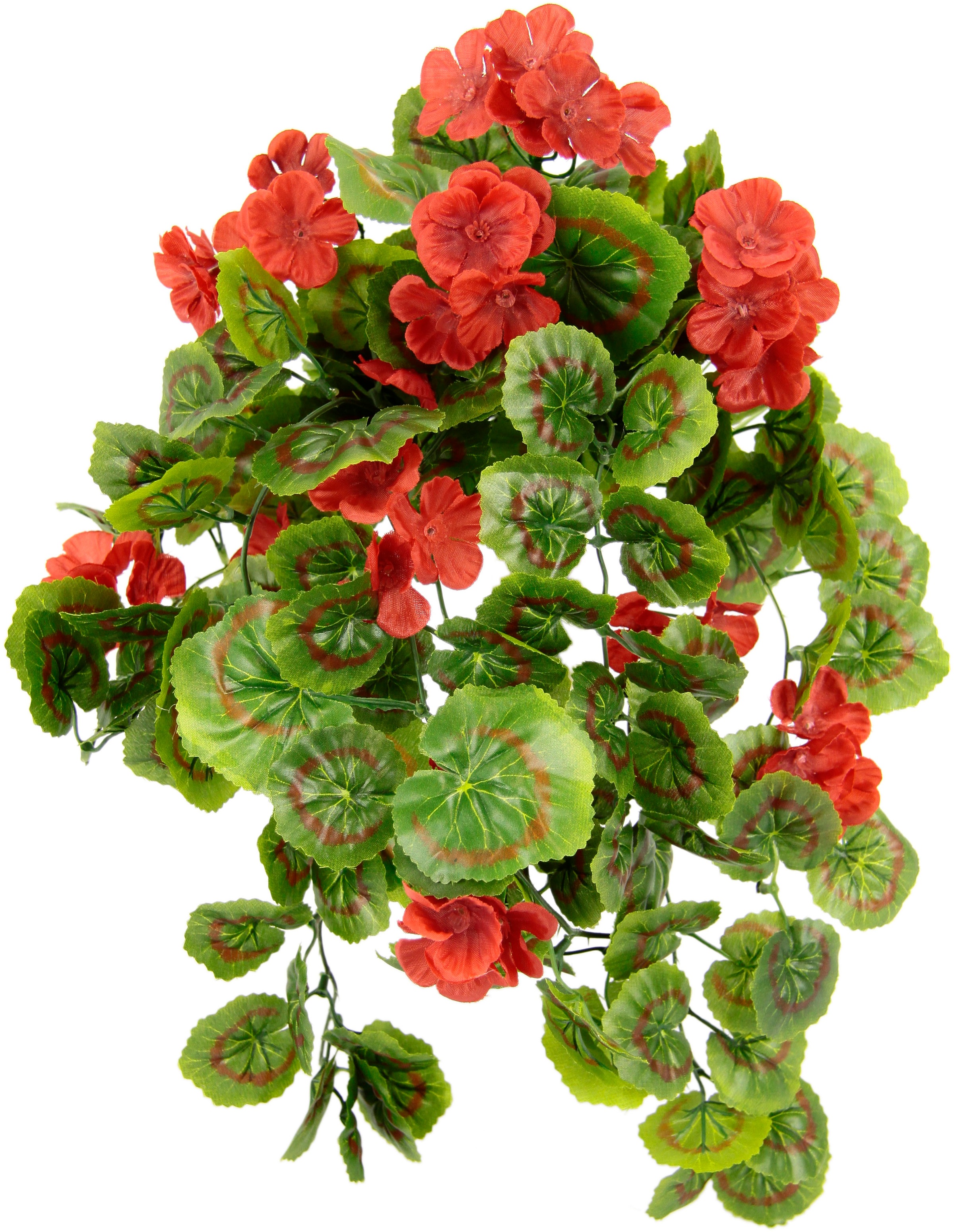 I.GE.A. Kunstpflanze »Hängende Geranie«, (1 St.), Geranienbusch Seidenblumen Pelargonien Kunstblume Dekoblumen Balkonblume Zimmerpflanze Klassische Pflanze Blütenbusch Grünpflanze Girlande Ranke