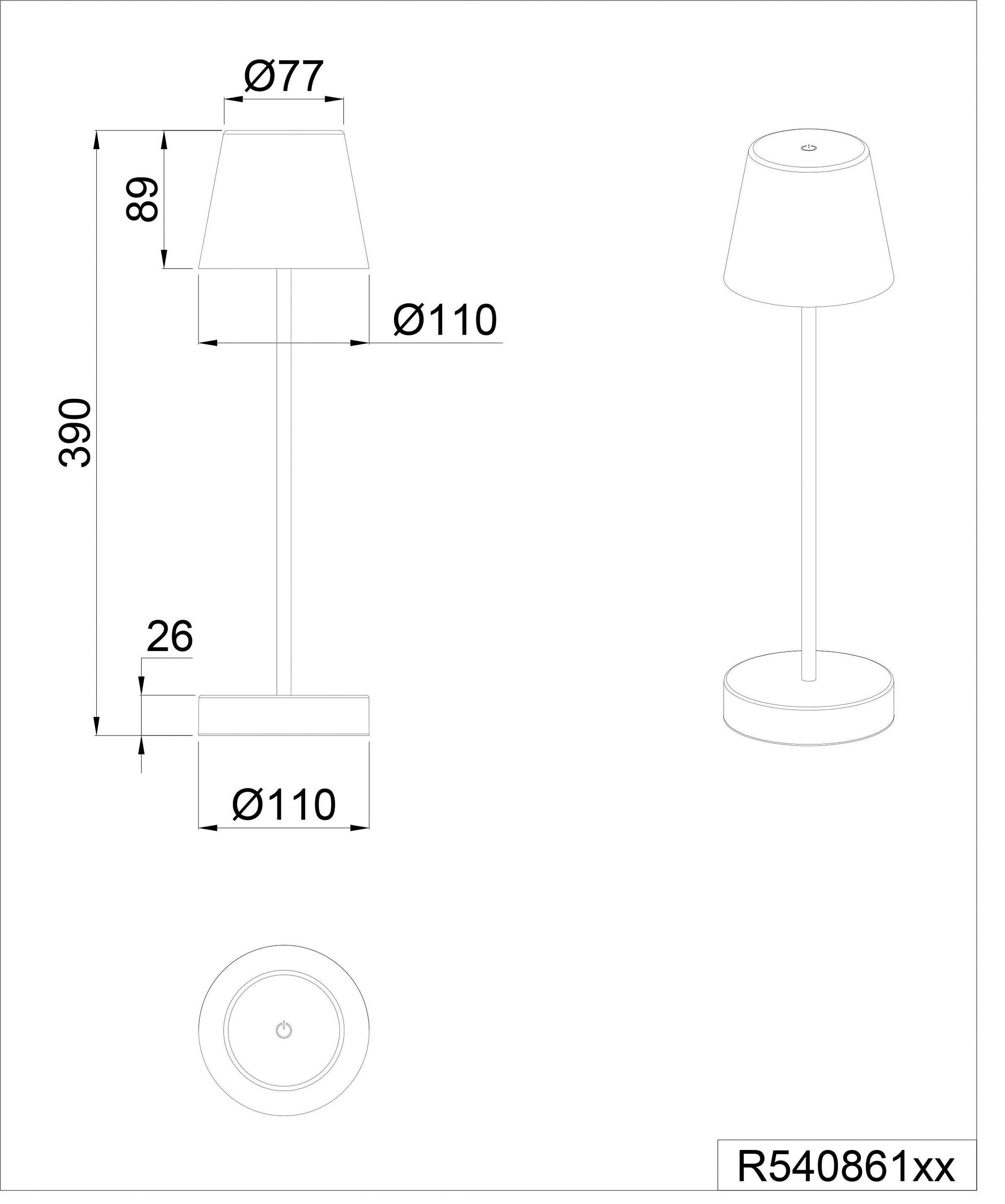 TRIO Leuchten LED Außen-Tischleuchte »Martinez«, 1 flammig-flammig, Touch Tischlampe dimmbar Lichtfarbe einstellbar, Akku, USB-C Anschluss