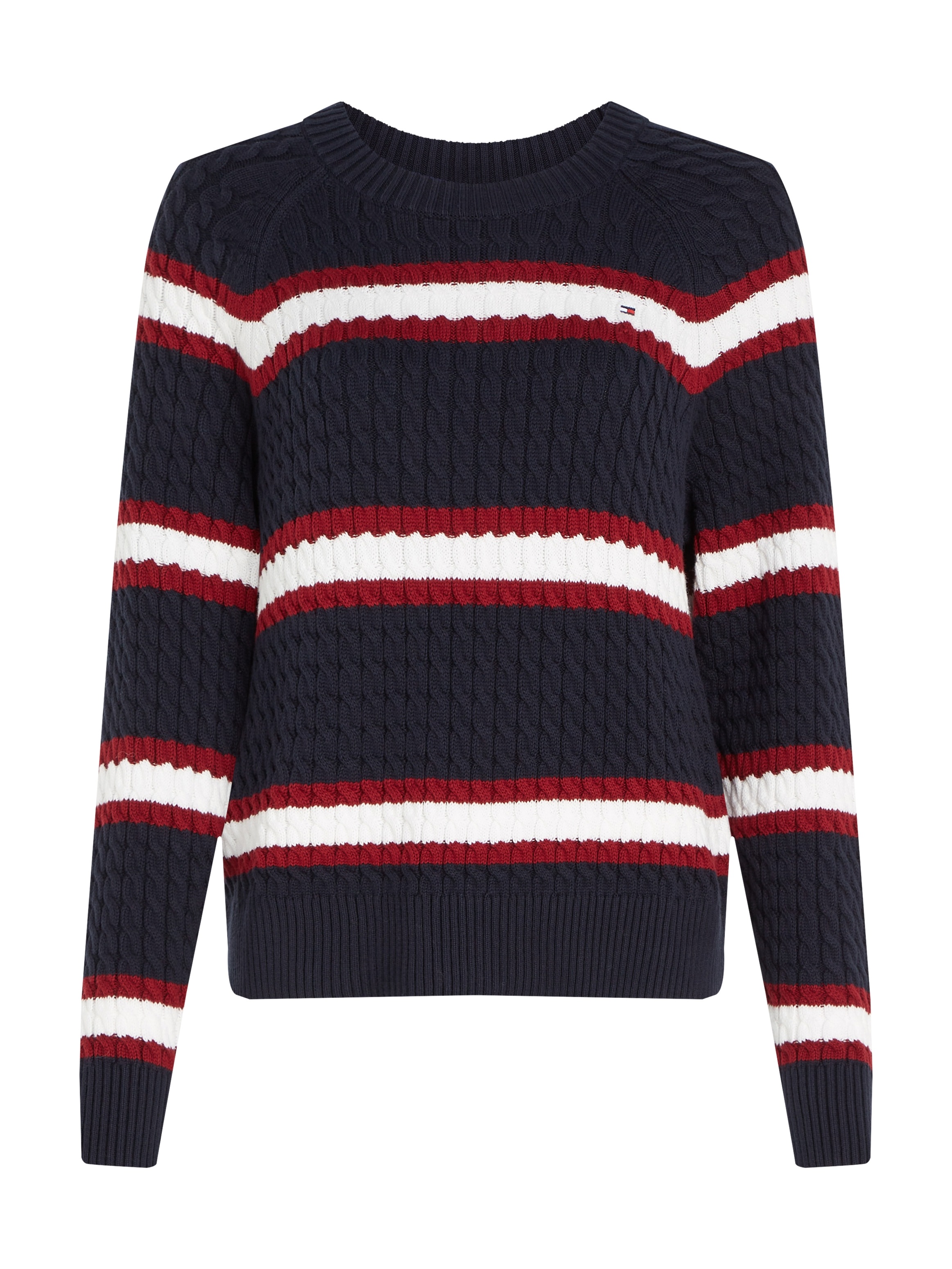 CABLE bei C-NECK mit MINI »CO Strickpullover Logostickerei Tommy OTTOversand Hilfiger SWEATER«,