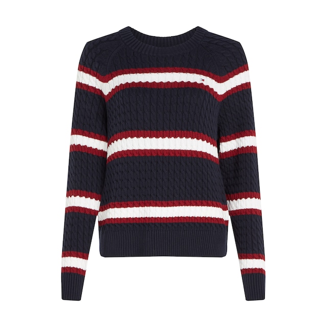 Tommy Hilfiger Strickpullover »CO MINI CABLE C-NECK SWEATER«, mit  Logostickerei bei OTTOversand