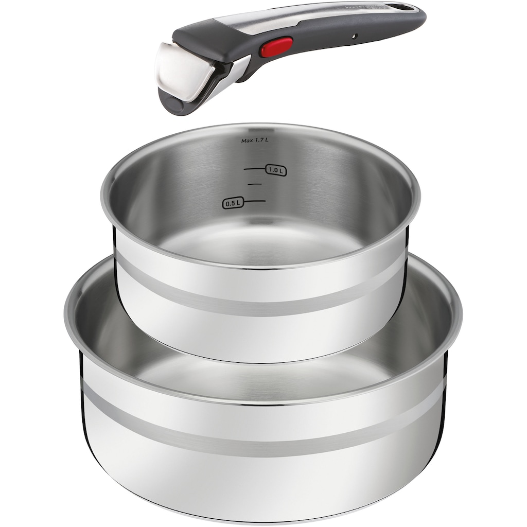 Tefal Kasserolle »Jamie Oliver by Tefal L977S3 Ingenio G6«, Edelstahl, (Set, 3 tlg.)